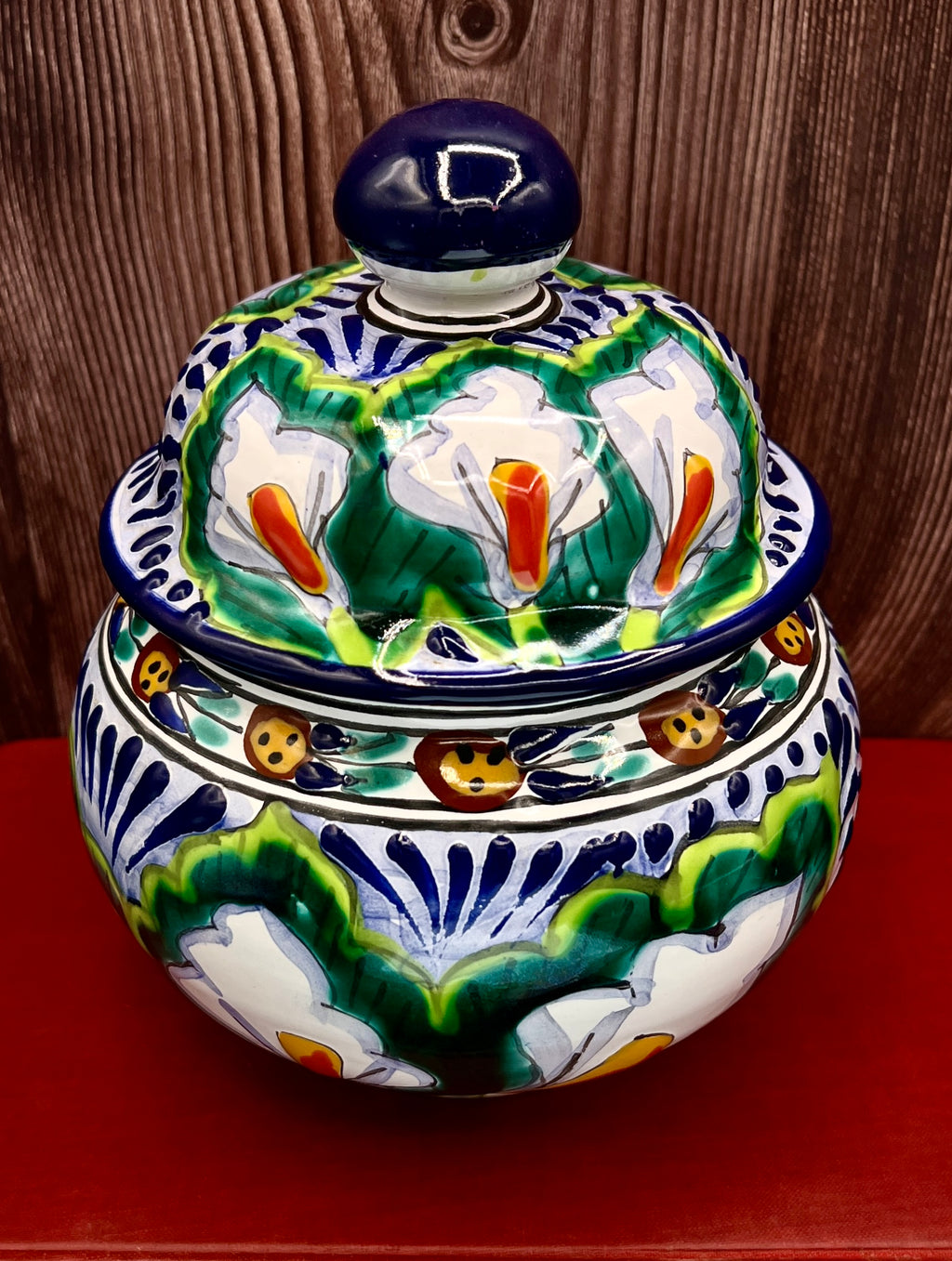 Casa la Paz Talavera Majolica Hand Painted Tibor Jar from Puebla Mexico