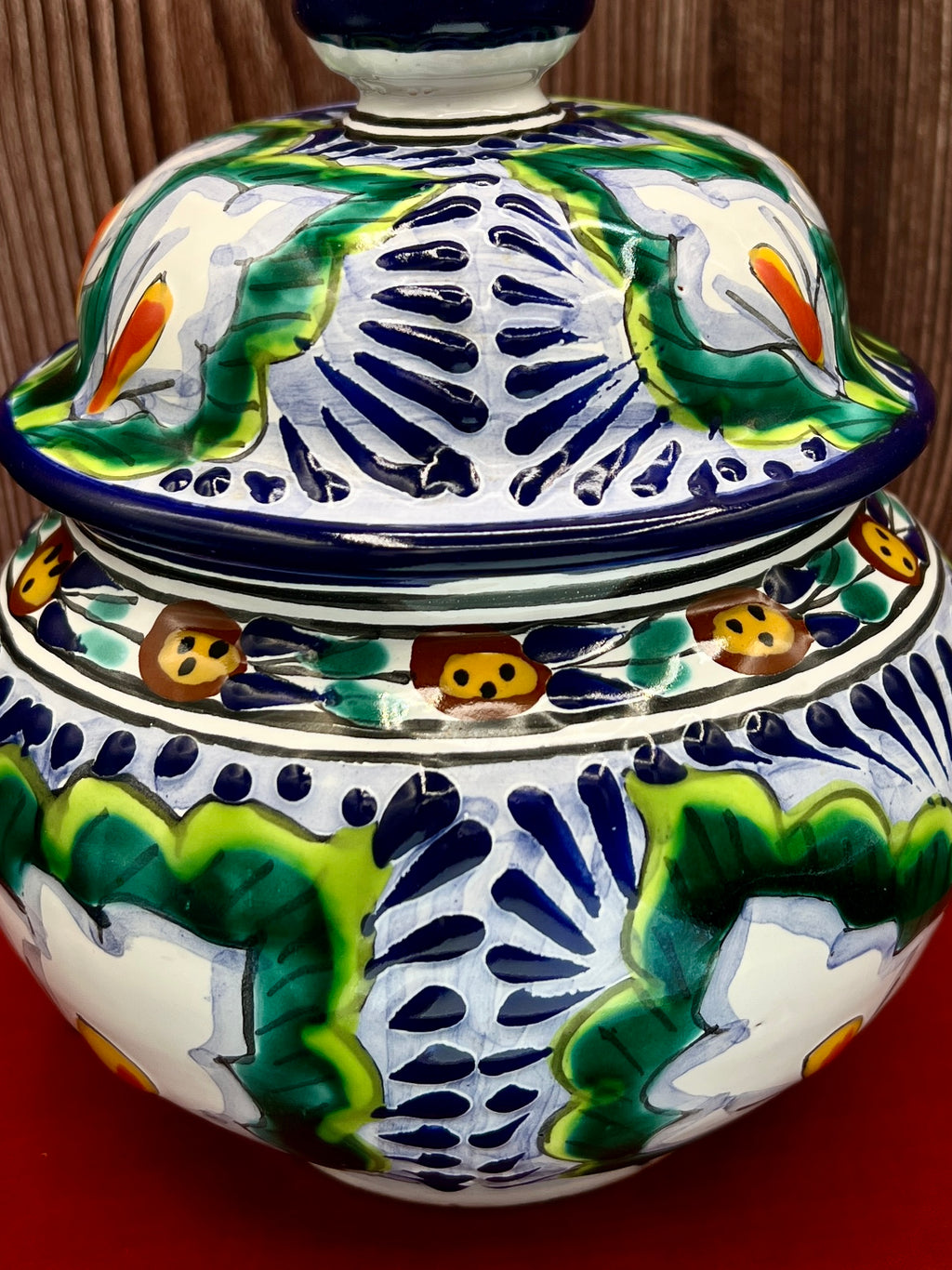 Casa la Paz Talavera Majolica Hand Painted Tibor Jar from Puebla Mexico