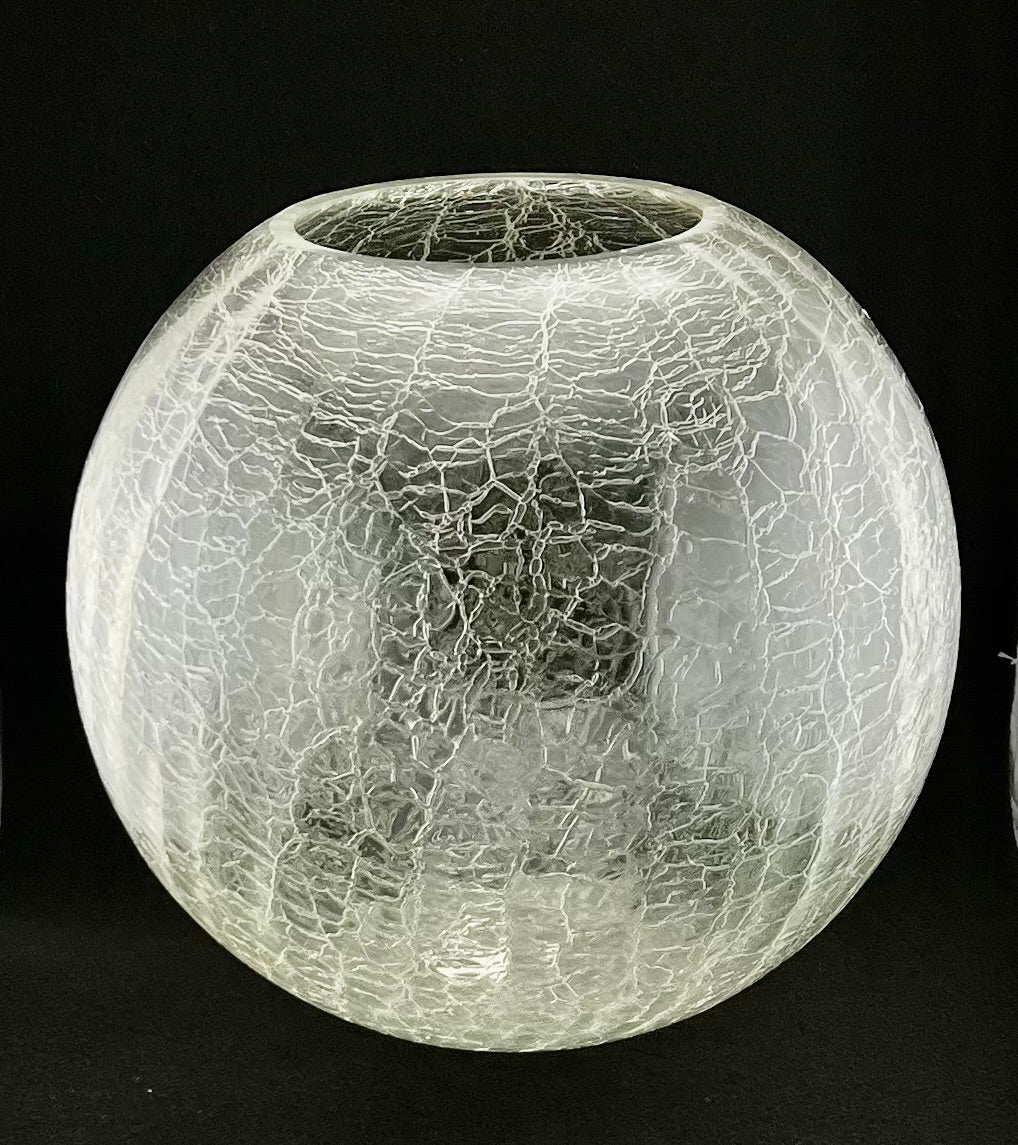 Crackle Glass Round 10" Orb Vase/Bowl/Globe