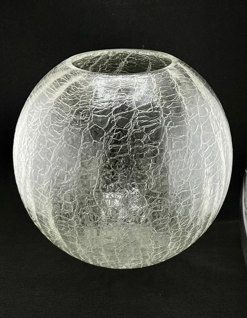 Crackle Glass Round 10" Orb Vase/Bowl/Globe