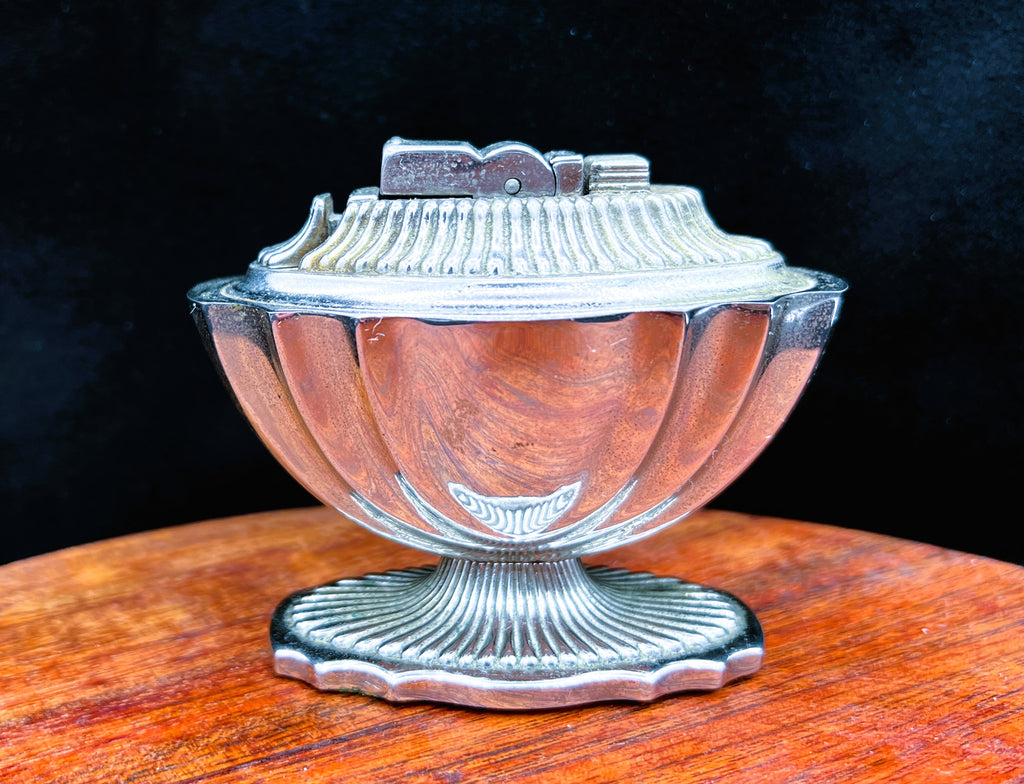 Elegant ASR Silver Fluted Vintage Tabletop Lighter