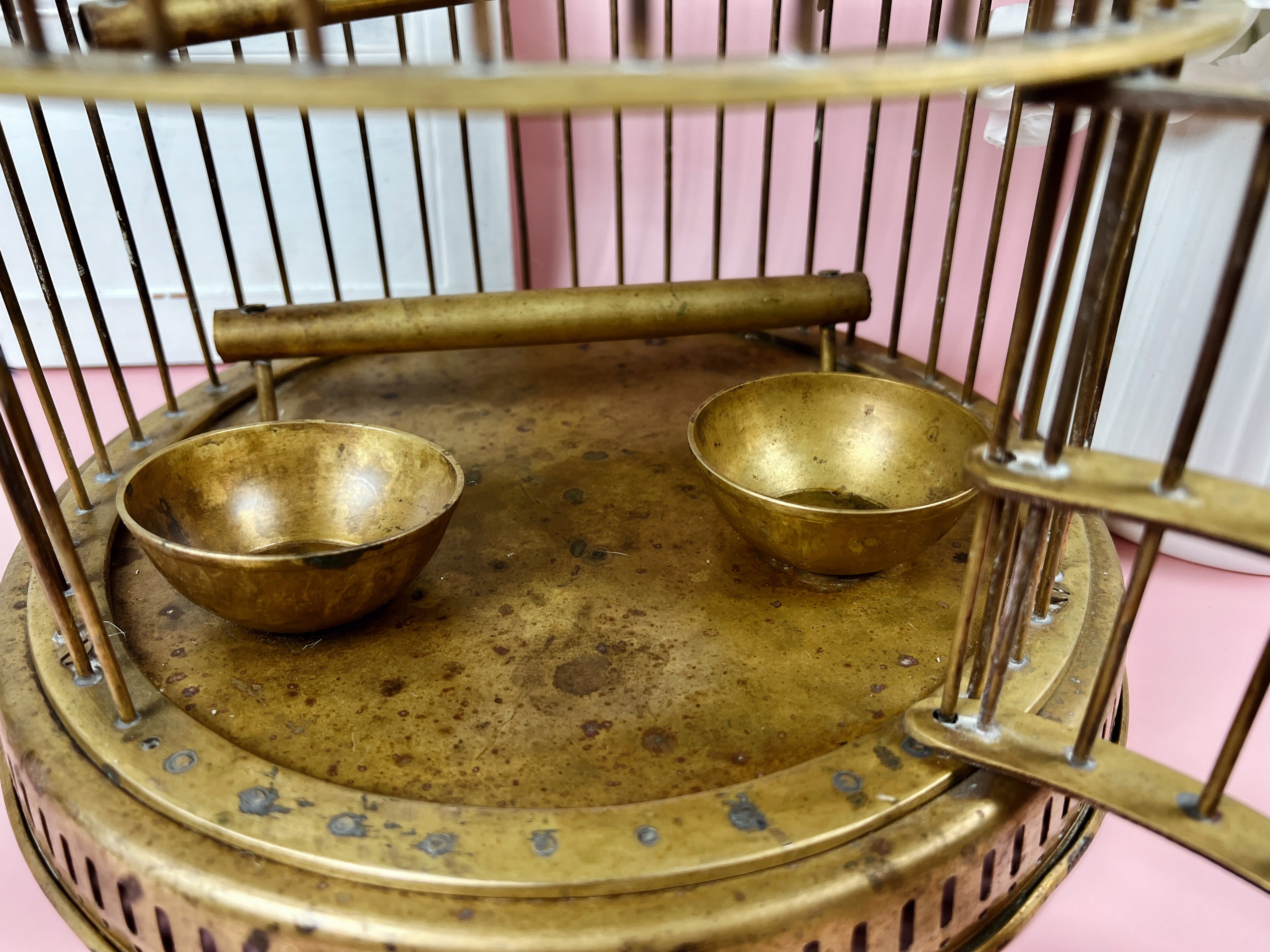 Elegant Brass Birdcage - Vintage, Handcrafted in India, 17" Tall