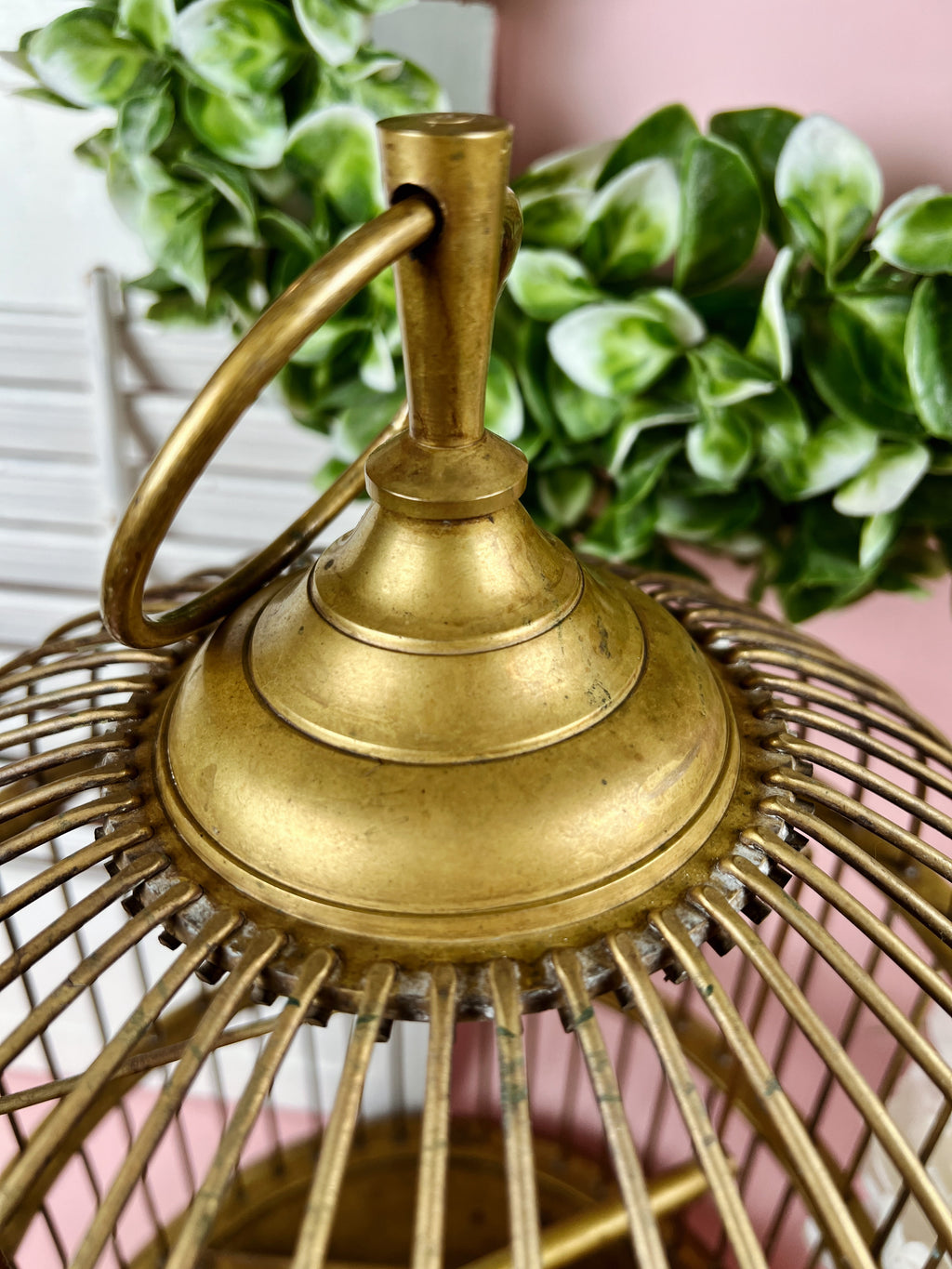 Elegant Brass Birdcage - Vintage, Handcrafted in India, 17" Tall