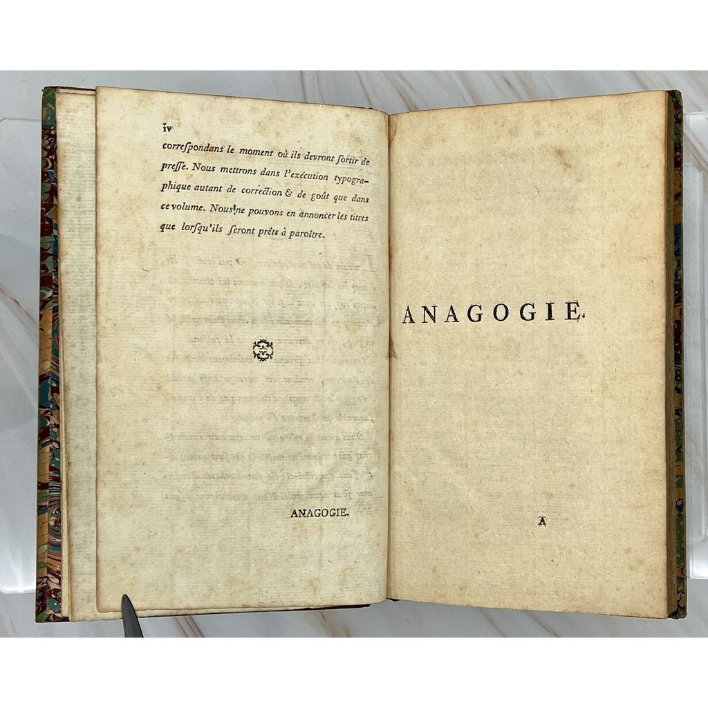 Errotika Biblion, 1783 first edition by Mirabeau, open antique leather-bound volume showing ANAGOGIE.