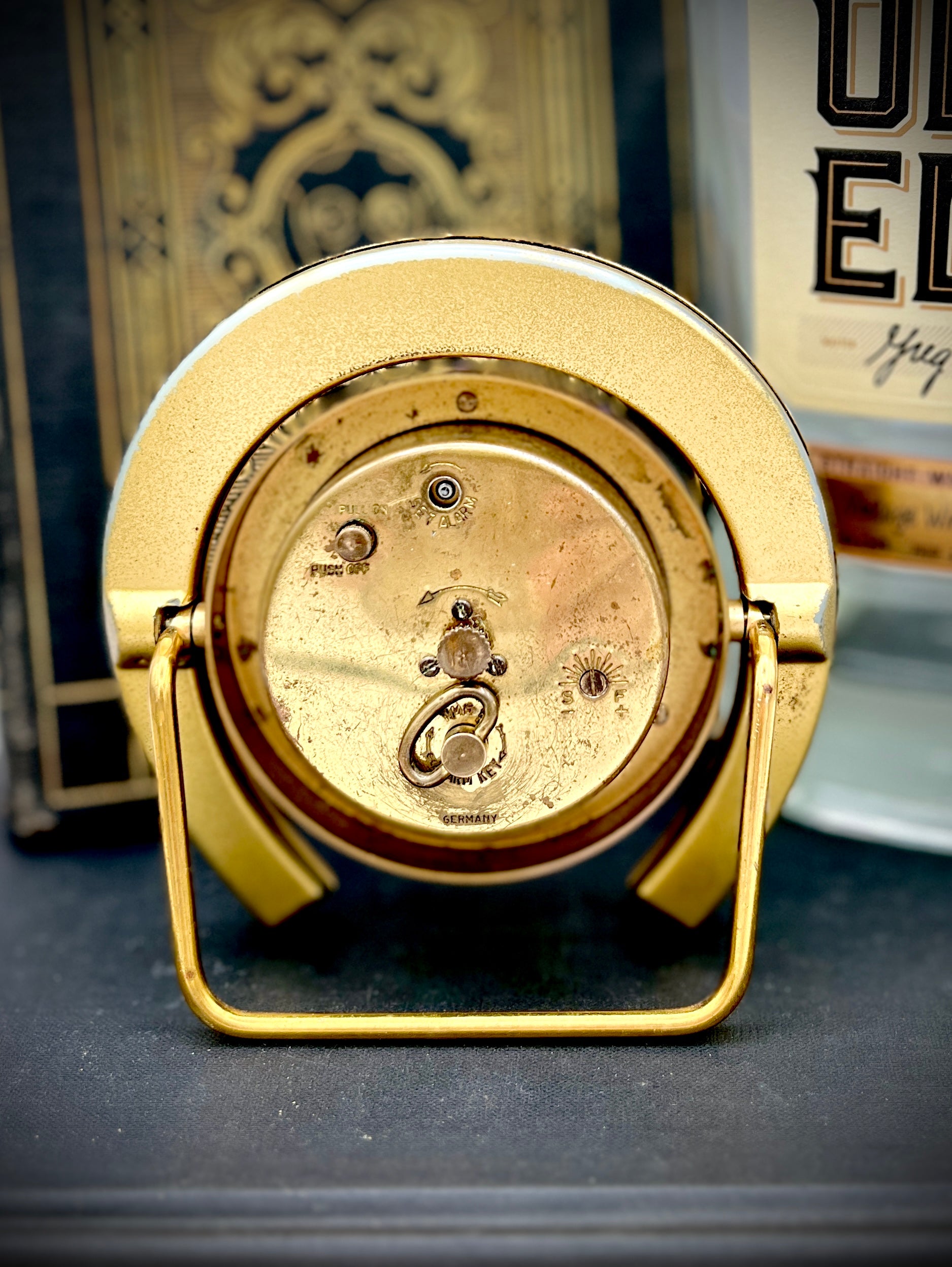 Europa 2 Jewels Vintage Horseshoe Wind-Up Clock w/Alarm from Germany