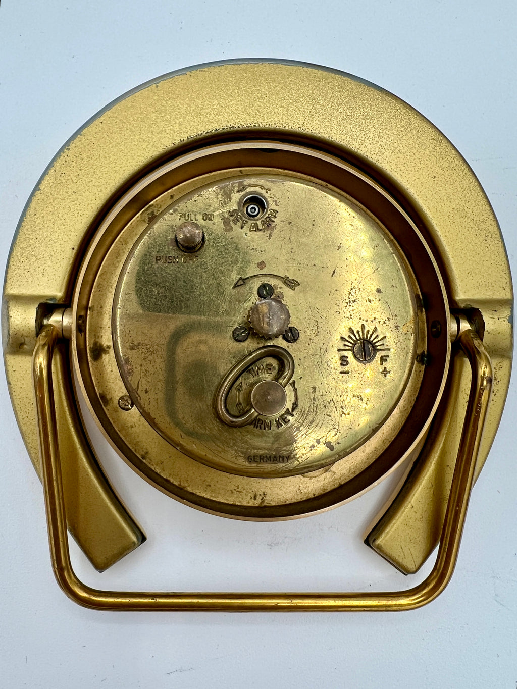Europa 2 Jewels Vintage Horseshoe Wind-Up Clock w/Alarm from Germany