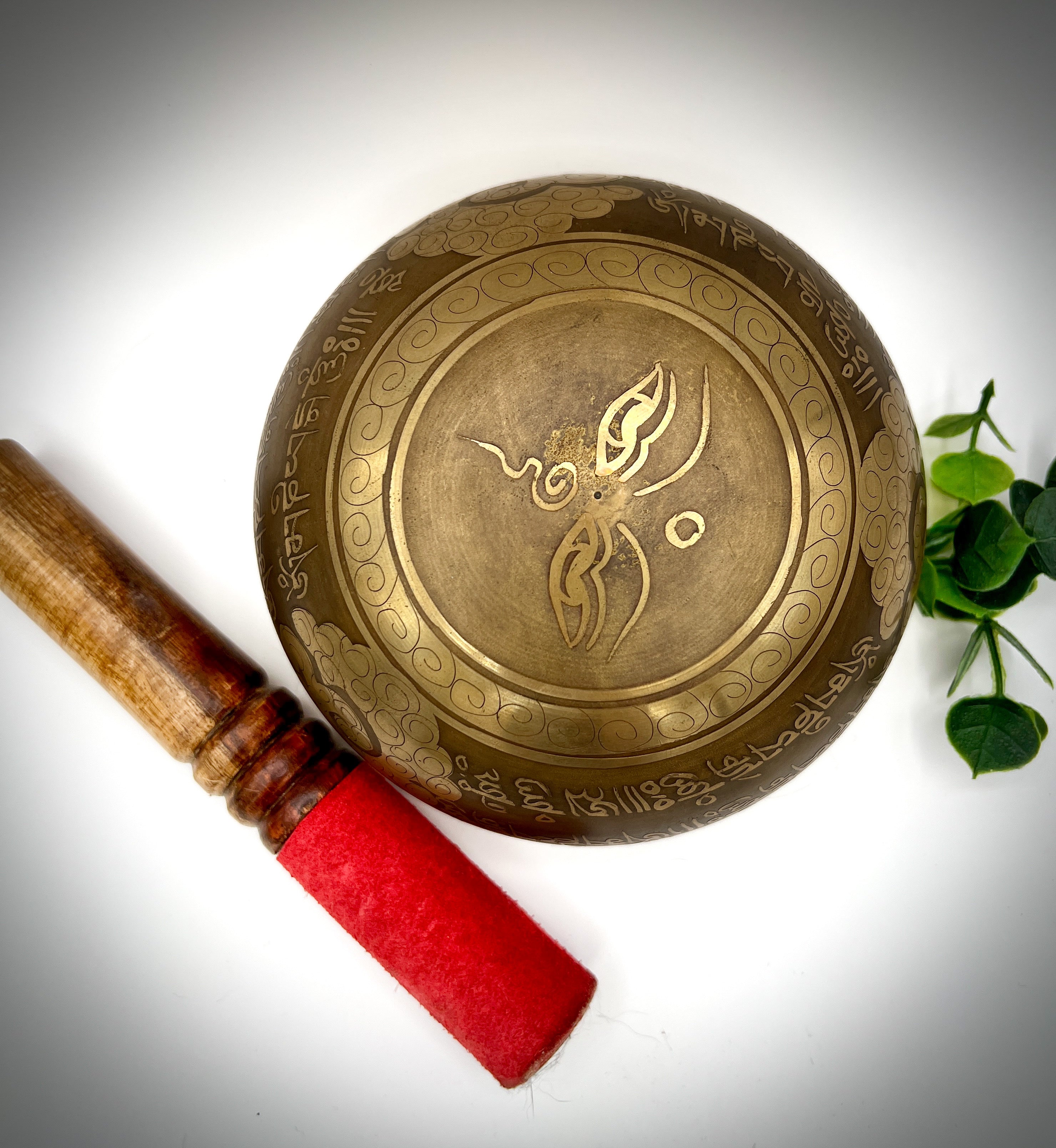 Handcrafted 4.5" Tibetan Singing Bowl with Wooden Mallet and Intricate Engravings