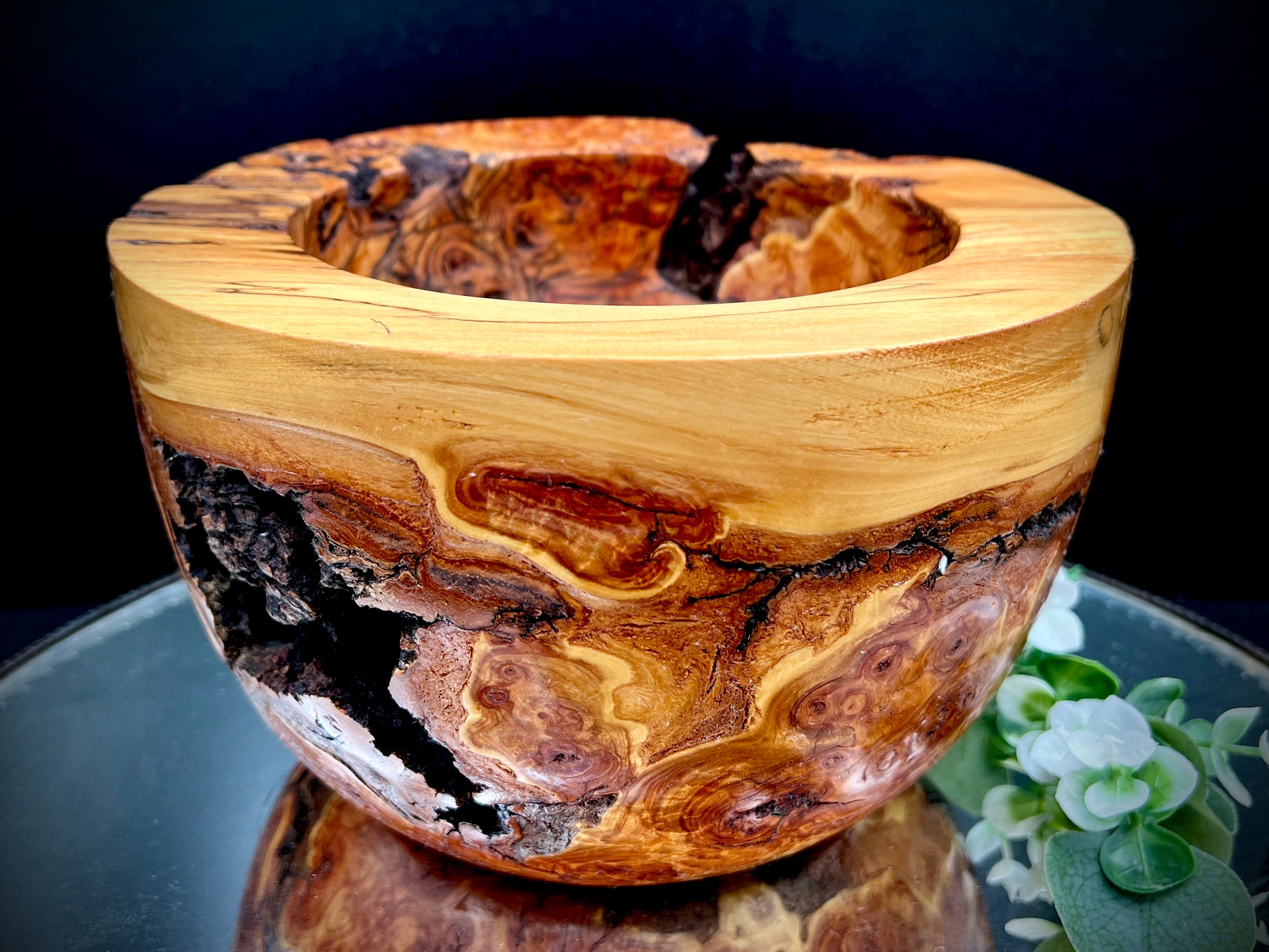 Handmade Knotty Aspen Burl Bowl