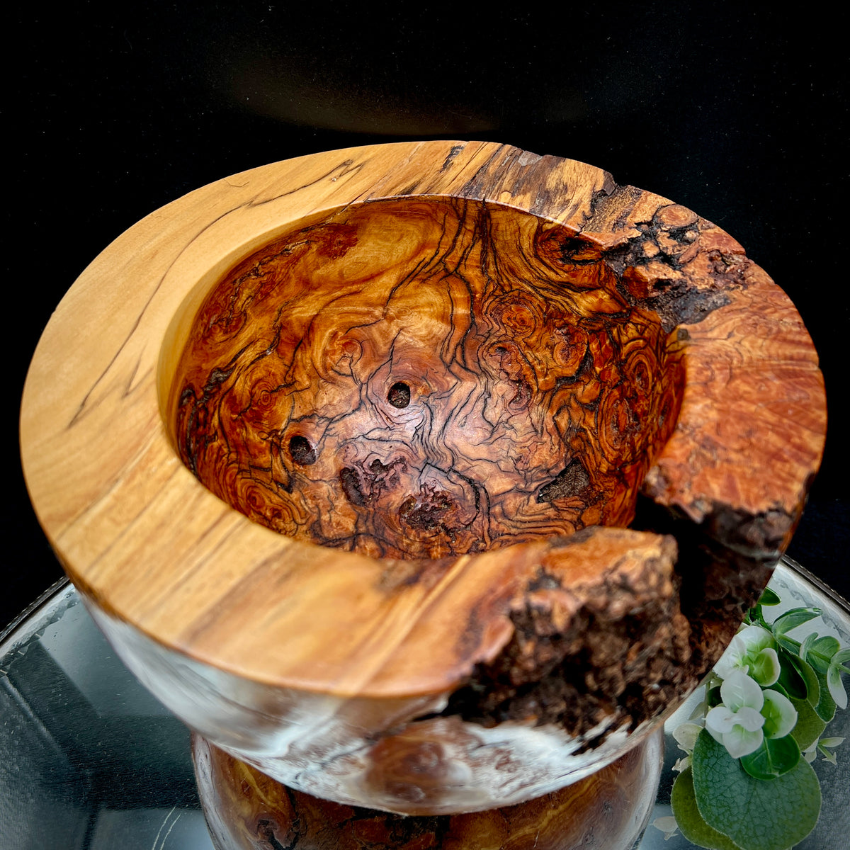 Handmade Knotty Aspen Burl Bowl