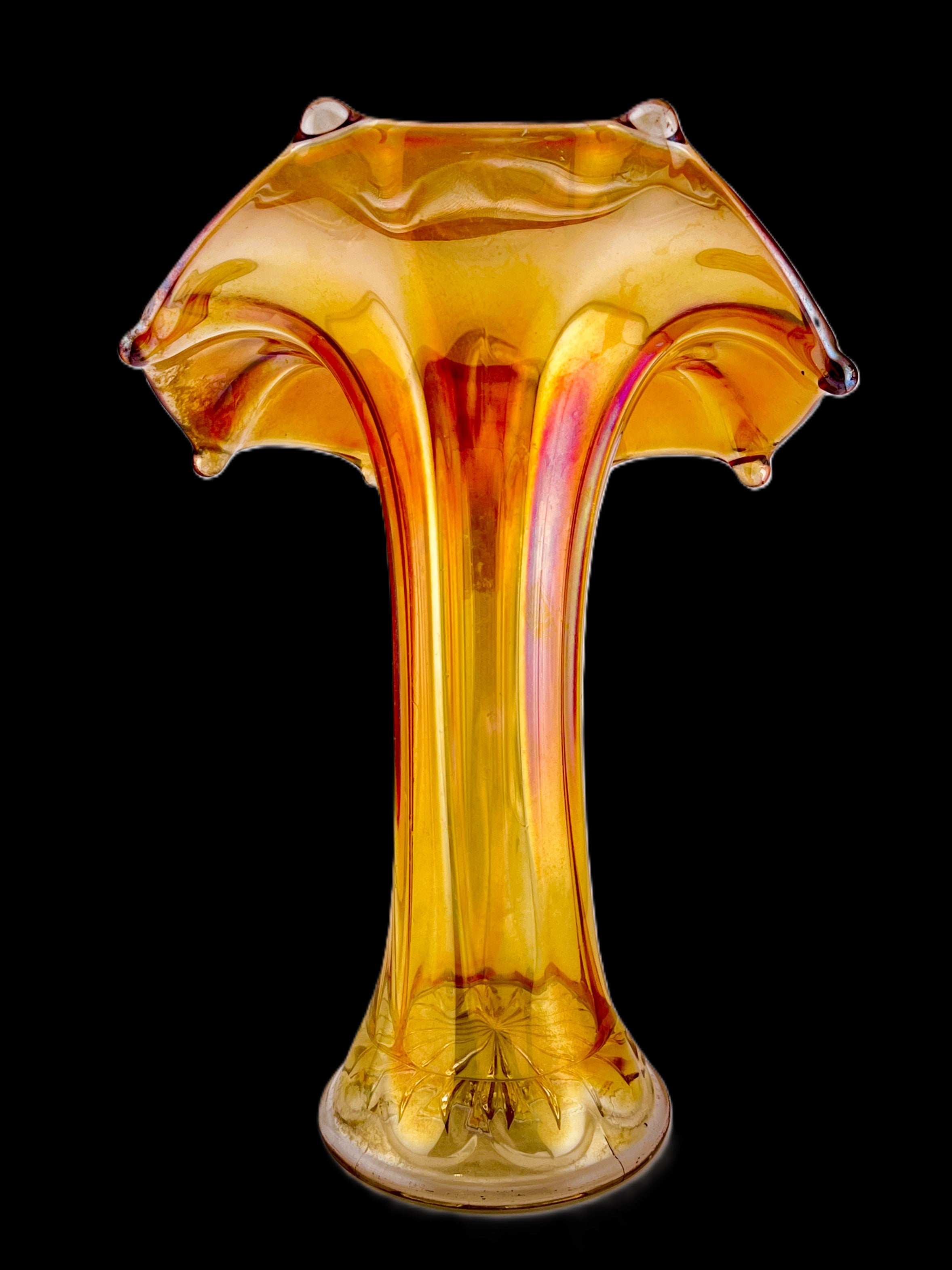 Imperial Carnival Glass Marigold Jack In The Pulpit / Morning Glory Vase