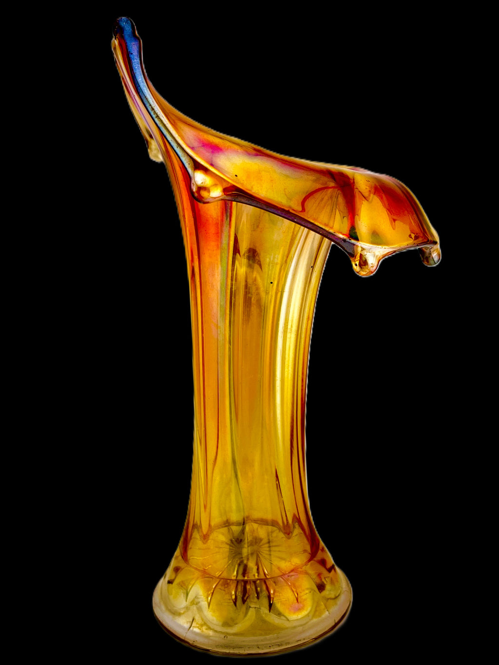 Imperial Carnival Glass Marigold Jack In The Pulpit / Morning Glory Vase