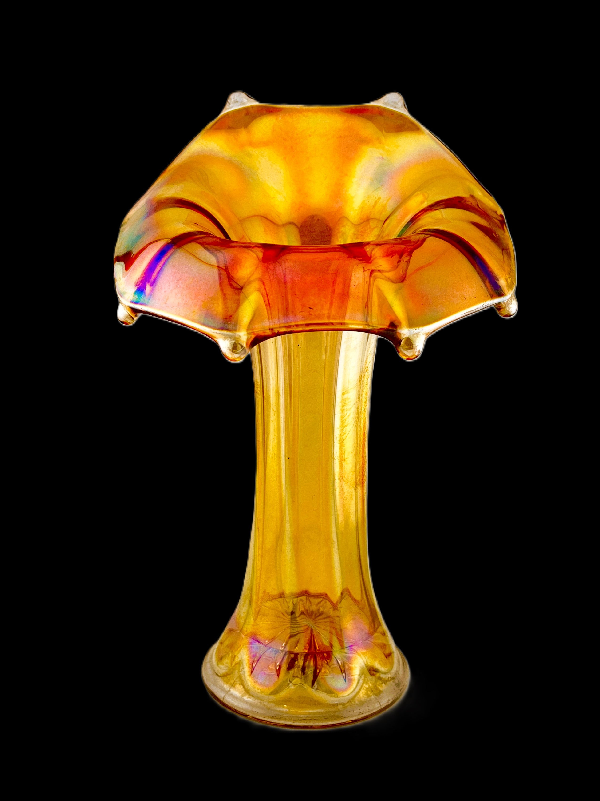 Imperial Carnival Glass Marigold Jack In The Pulpit / Morning Glory Vase