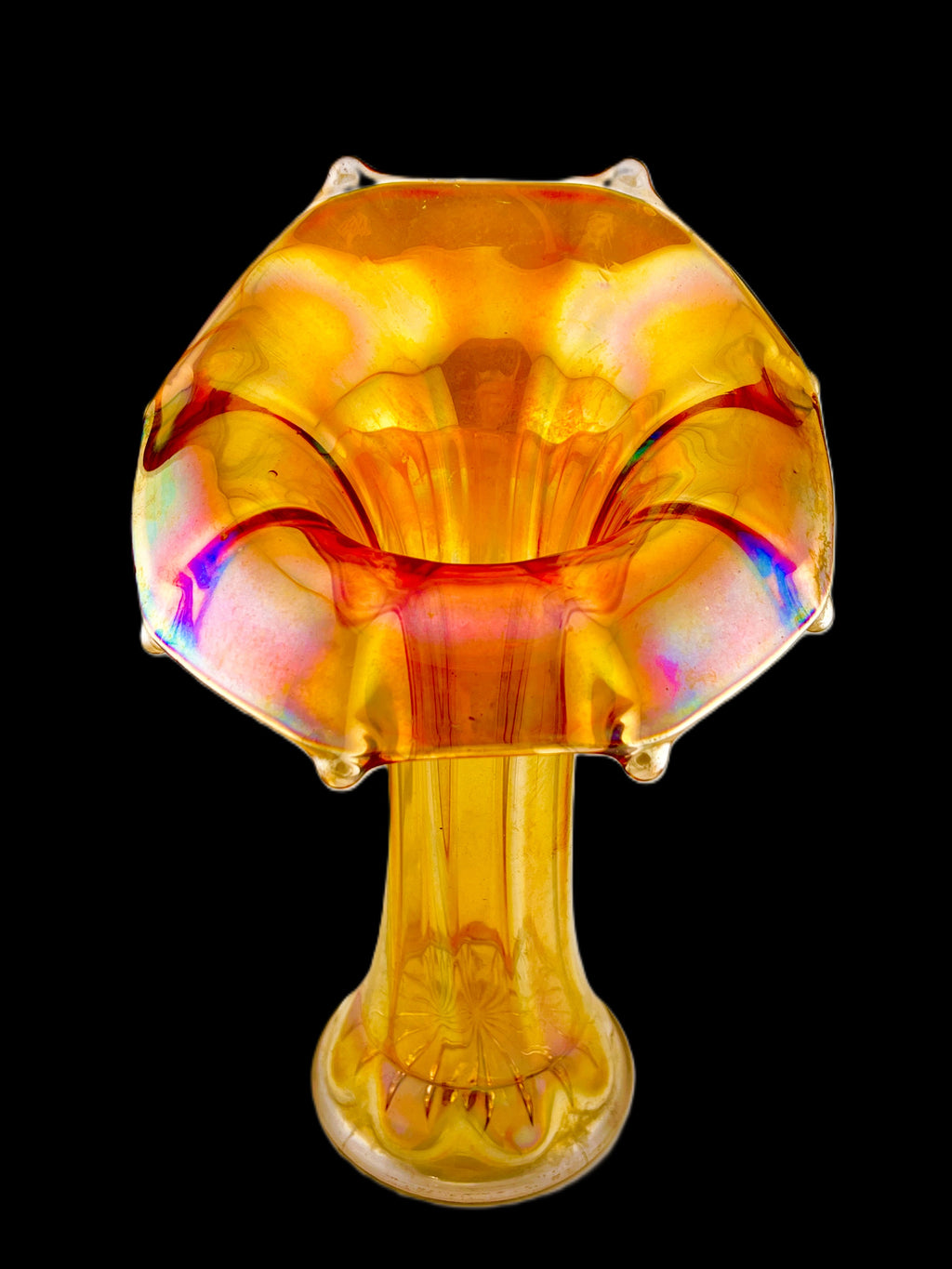 Imperial Carnival Glass Marigold Jack In The Pulpit / Morning Glory Vase