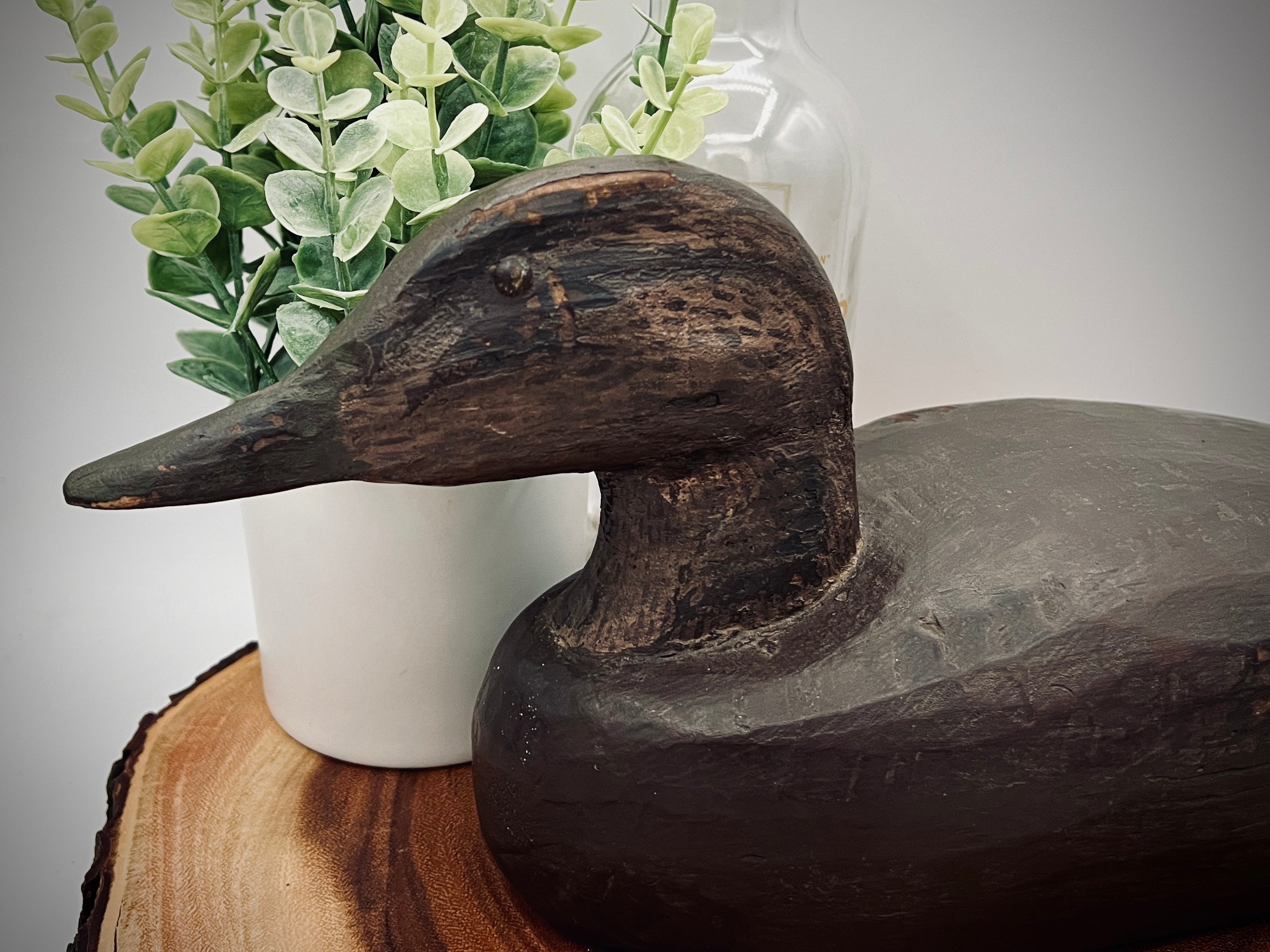 Large Handcarved Wooden Duck Decoy