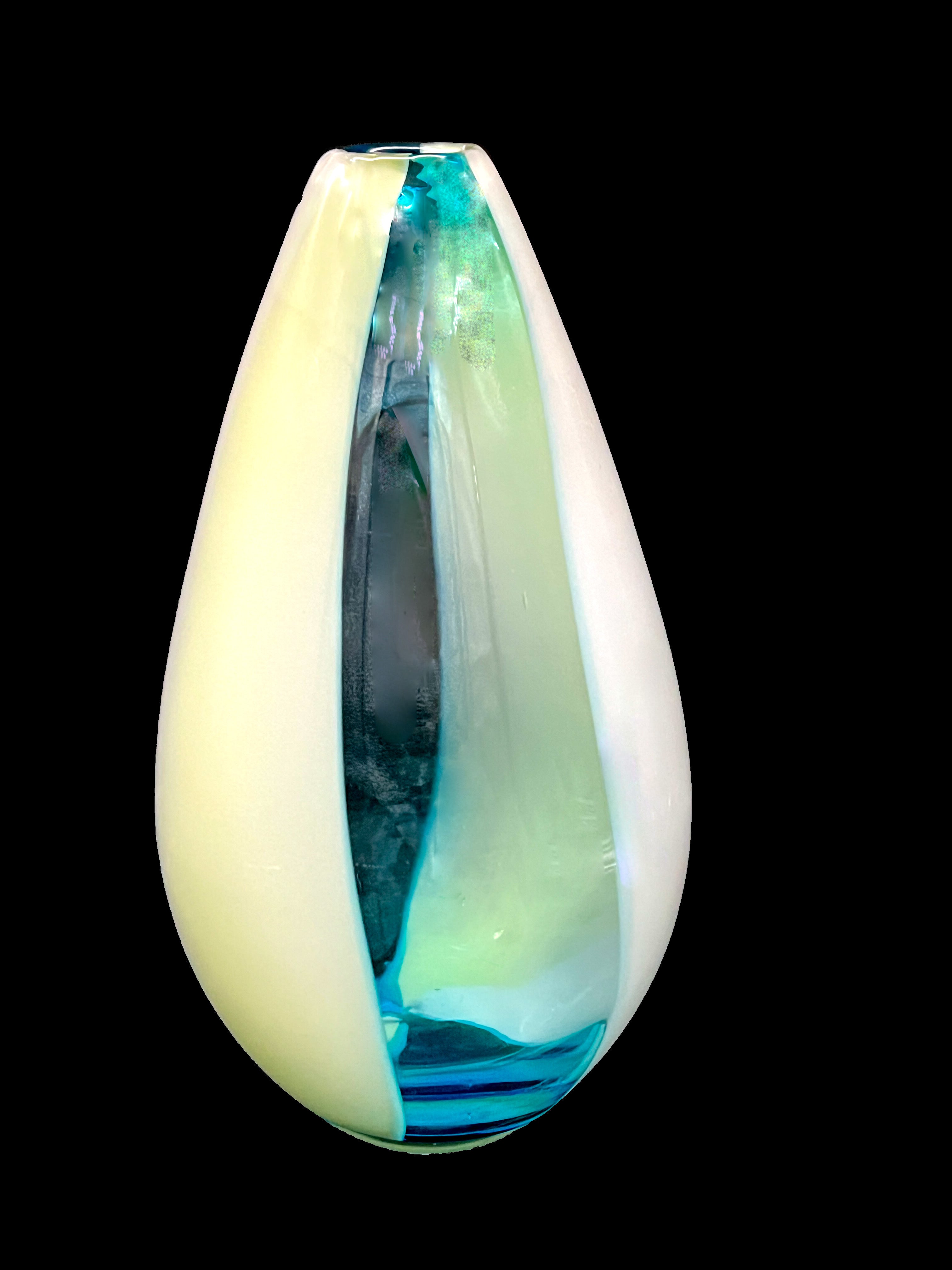 Large Murano Sommerso Glass Vase | Attributed Gino Cenedese | Blue & Green
