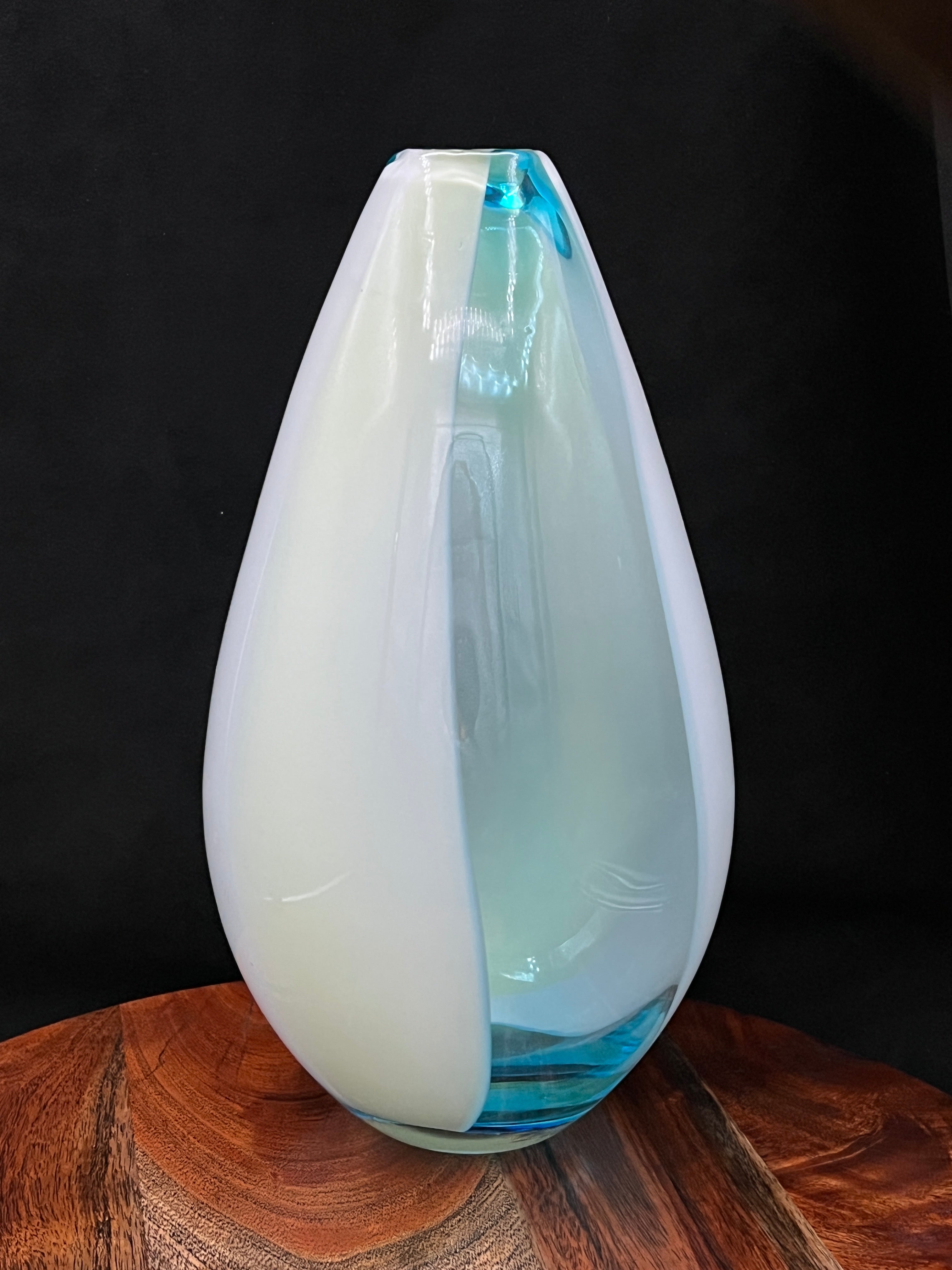 Large Murano Sommerso Glass Vase | Attributed Gino Cenedese | Blue & Green