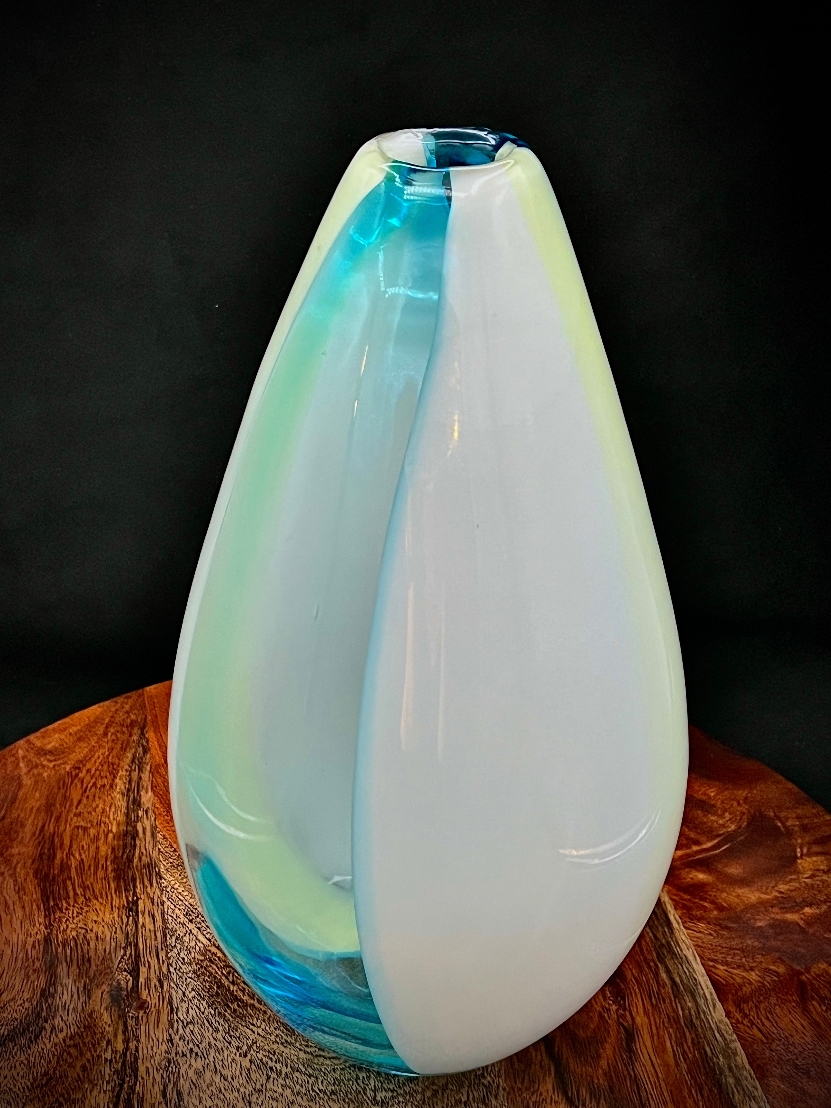 Large Murano Sommerso Glass Vase | Attributed Gino Cenedese | Blue & Green