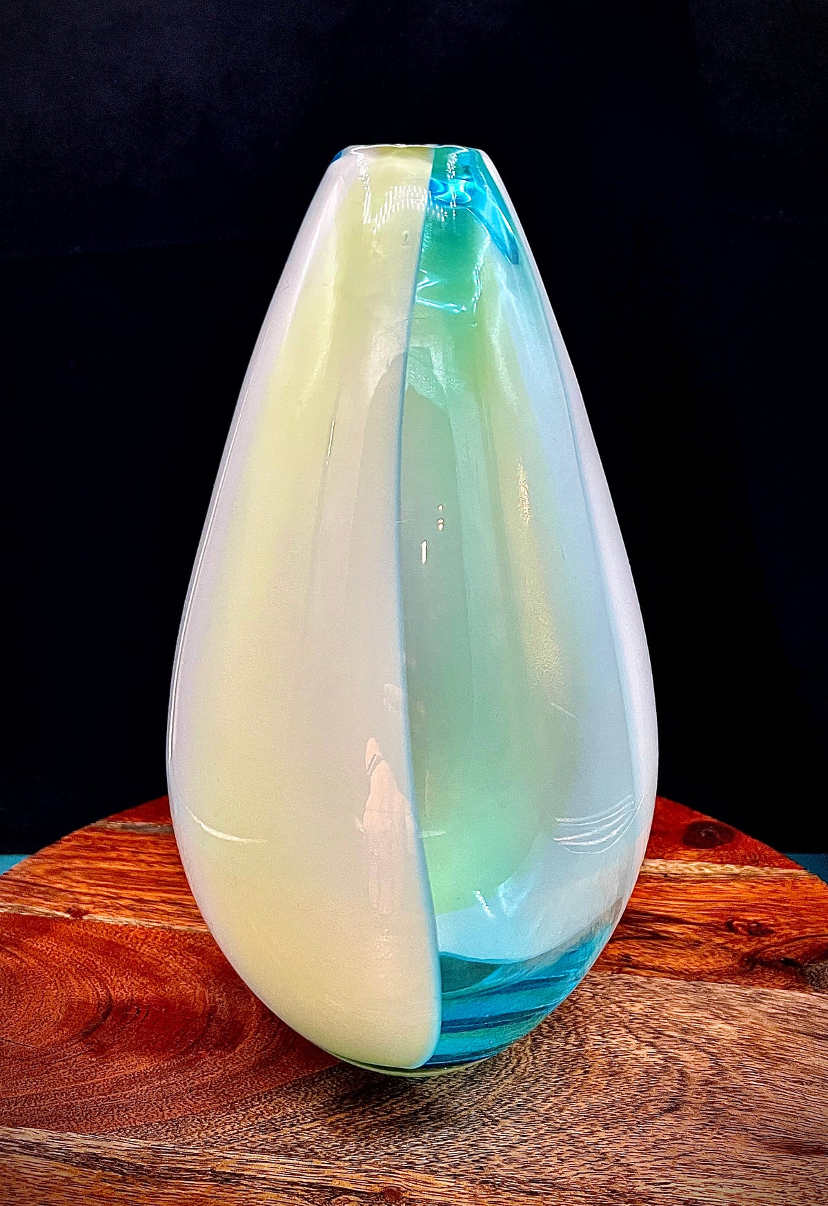 Large Murano Sommerso Glass Vase | Attributed Gino Cenedese | Blue & Green