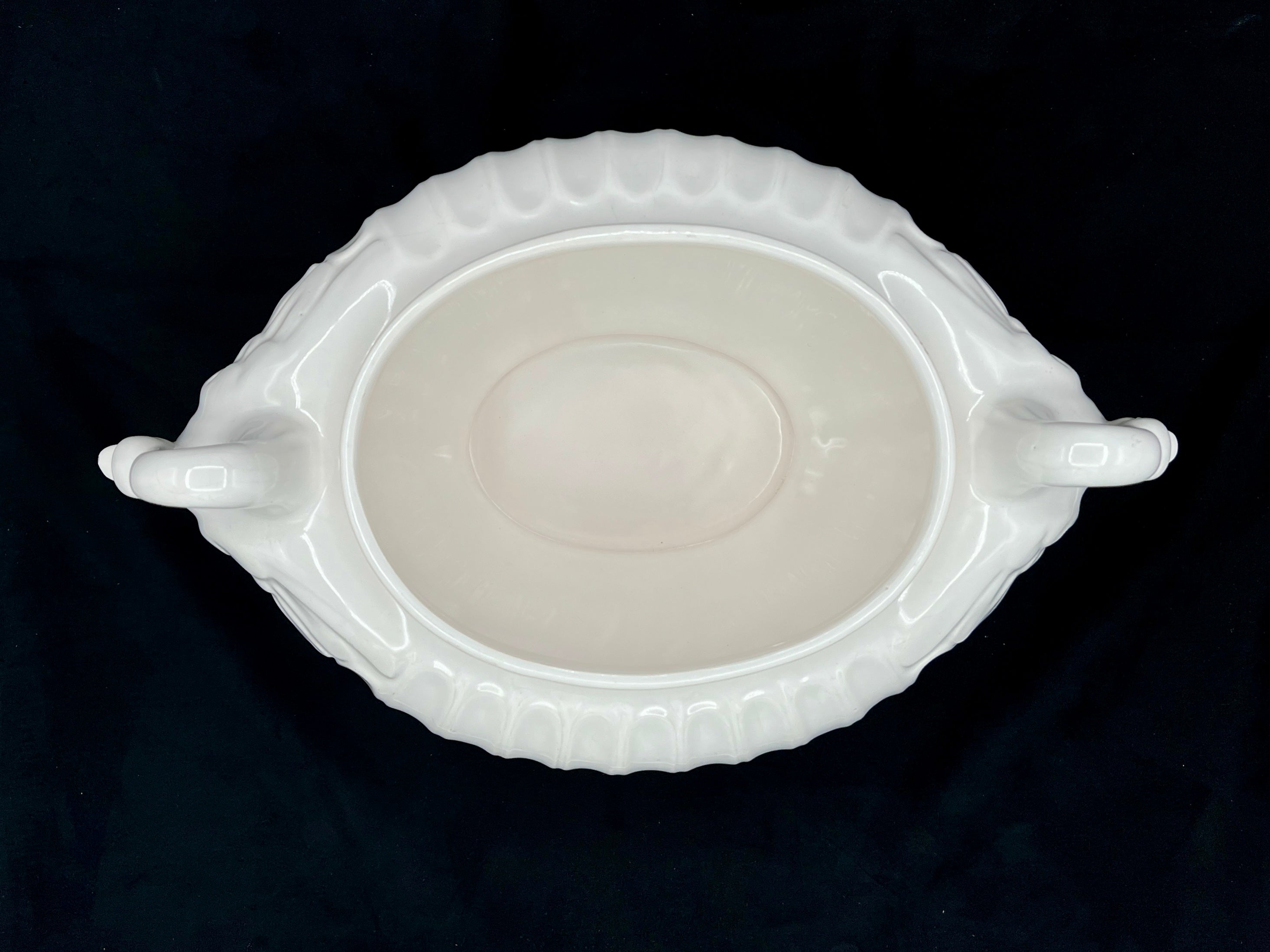 Large Porcelain White Swan Soup Tureen with Ladle