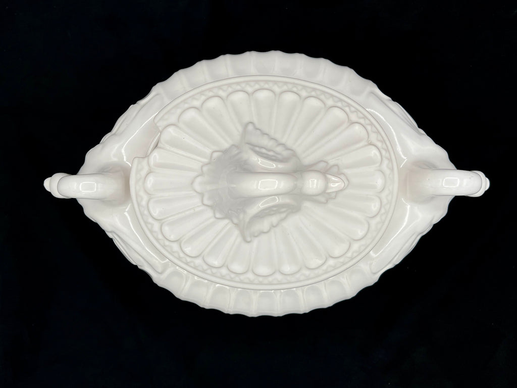 Large Porcelain White Swan Soup Tureen with Ladle