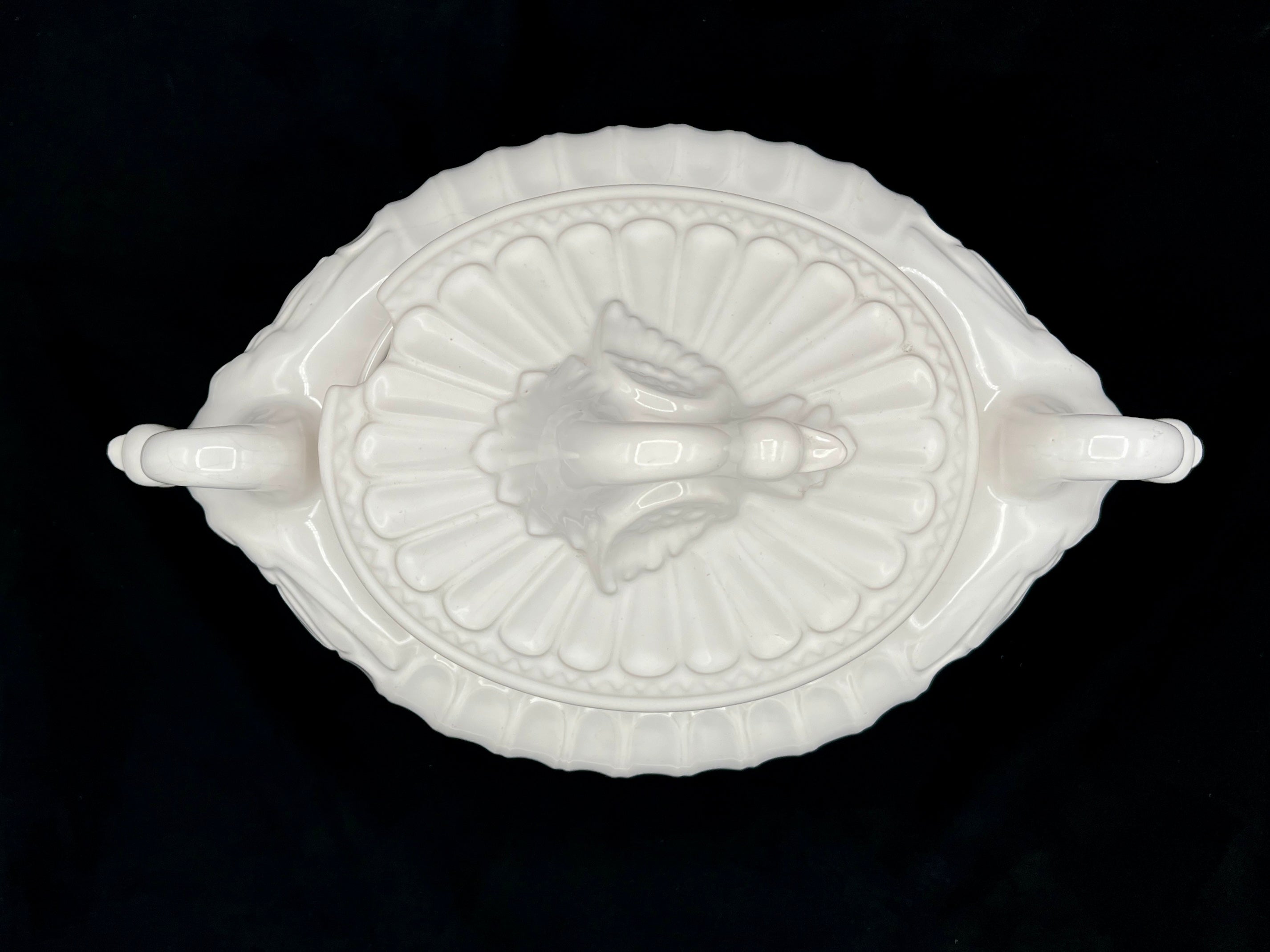 Large Porcelain White Swan Soup Tureen with Ladle
