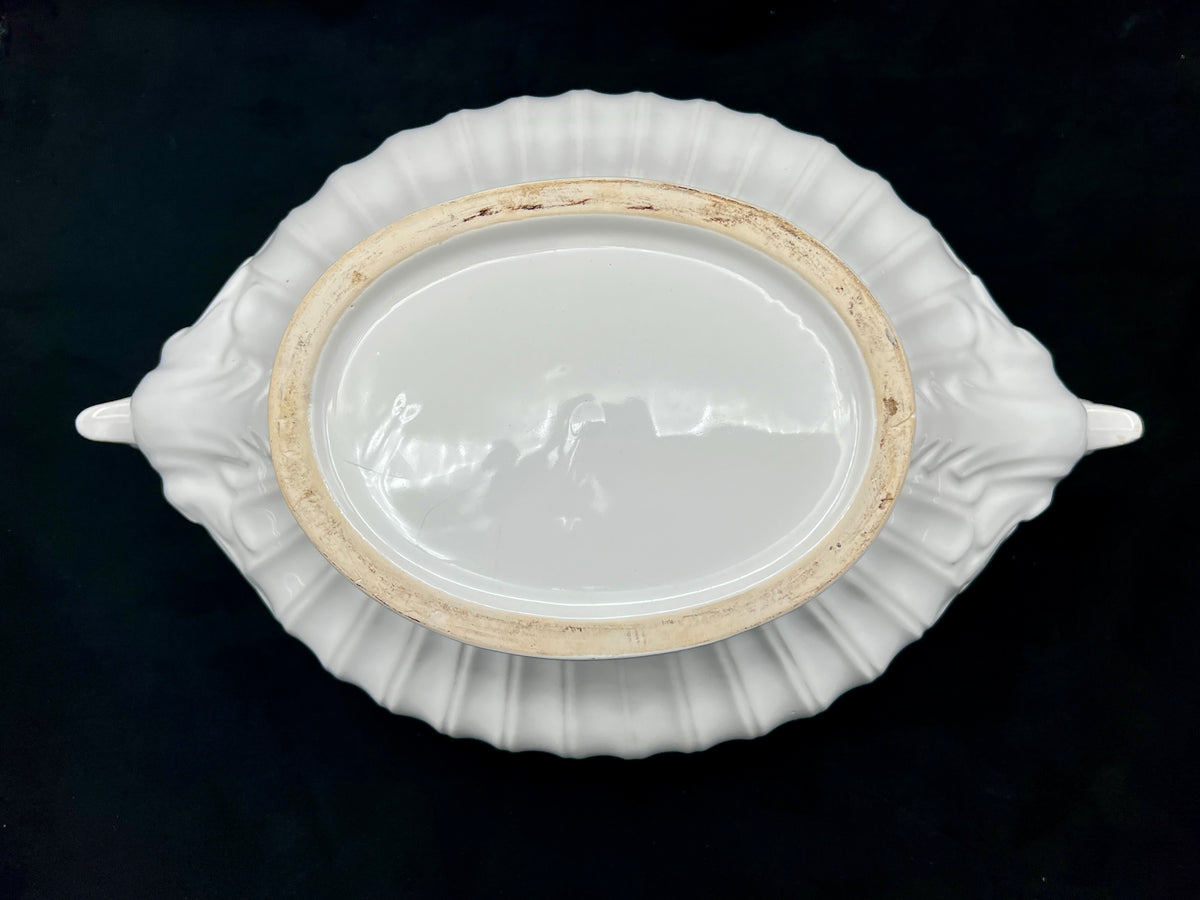 Large Porcelain White Swan Soup Tureen with Ladle