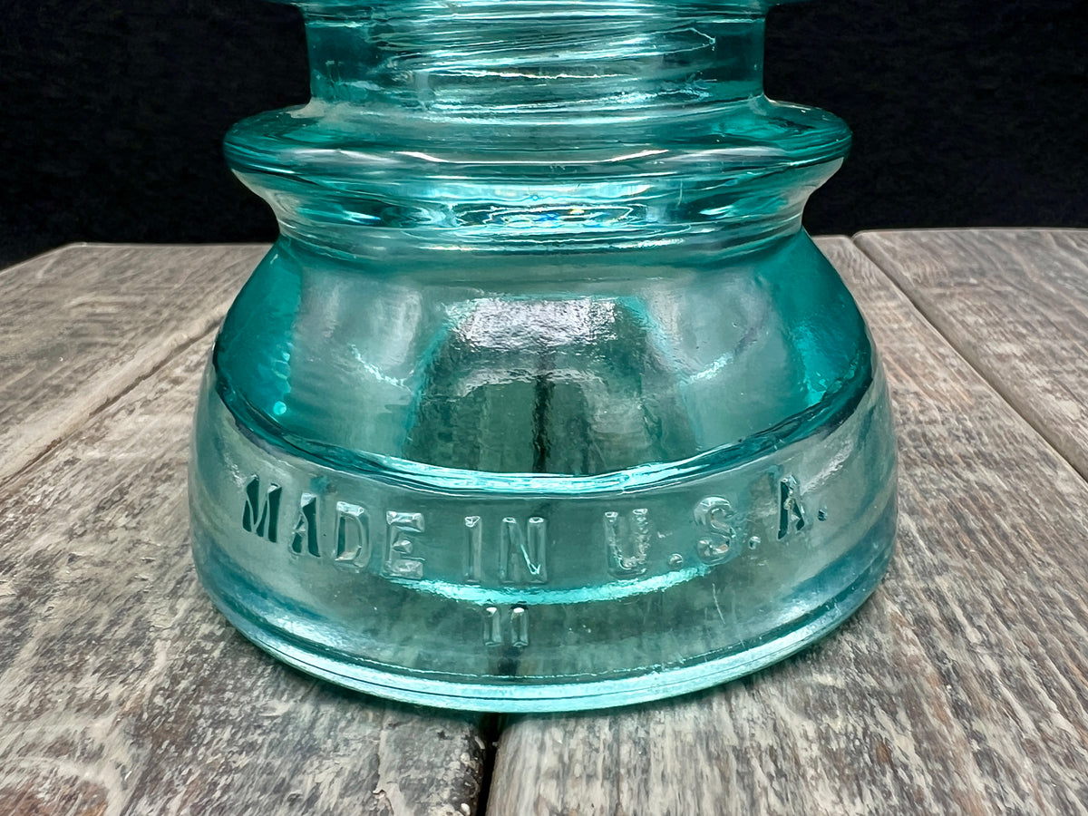 Lot of 3 Antique Blue Green Glass Insulator Whitall Tatum No 1, Hemingray No 42 (2)