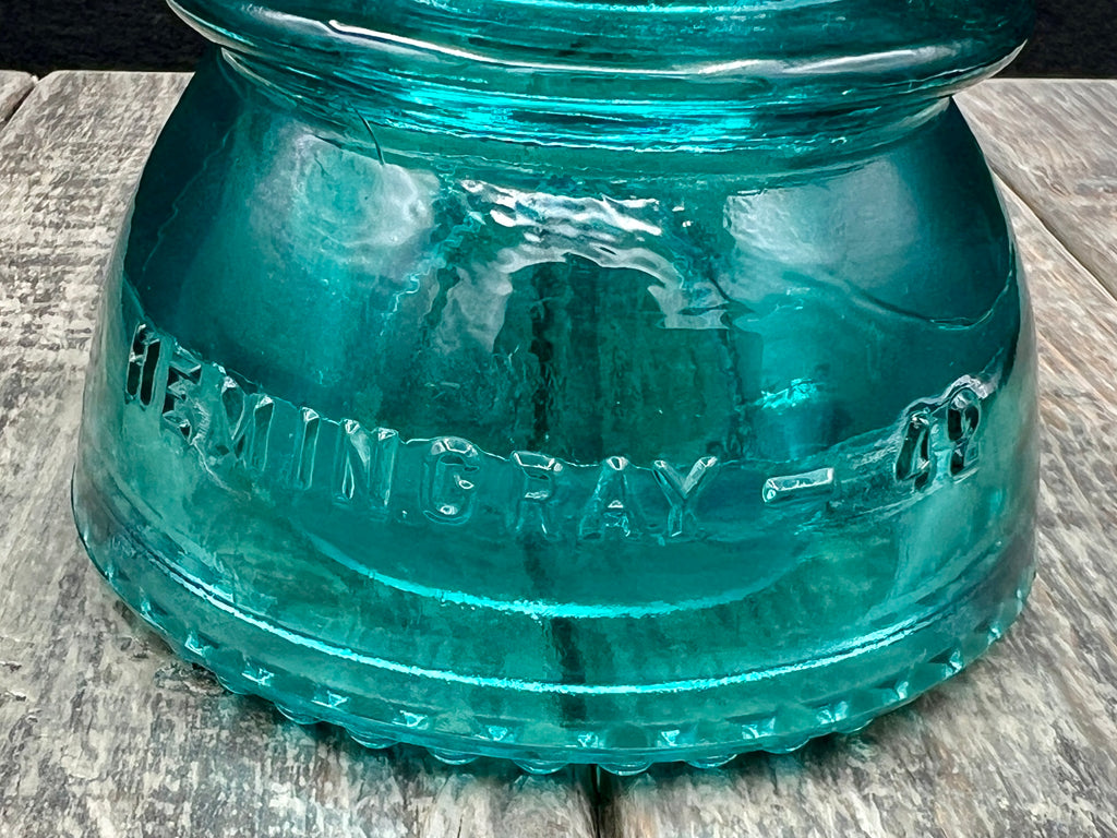 Lot of 3 Antique Blue Green Glass Insulator Whitall Tatum No 1, Hemingray No 42 (2)