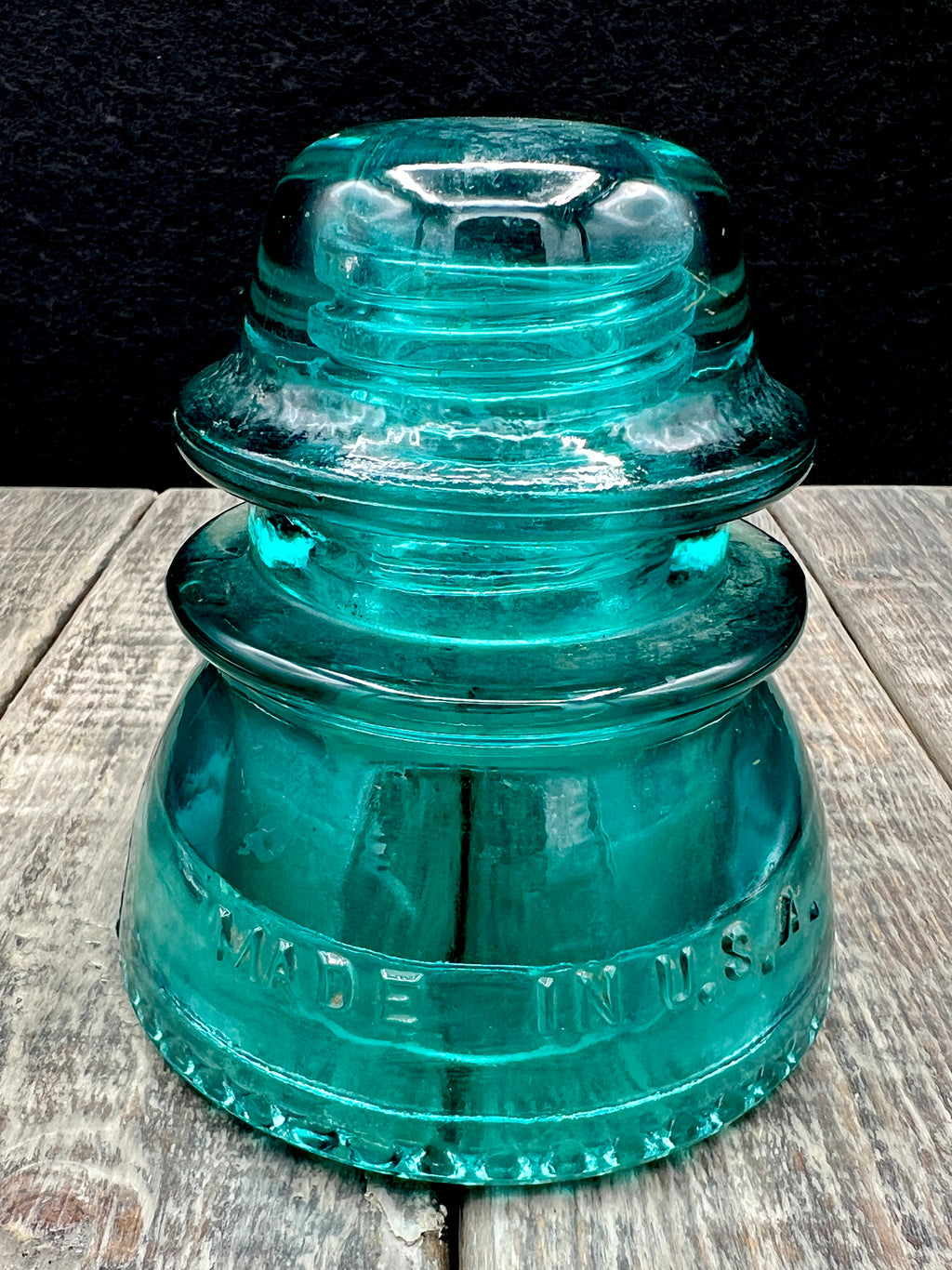 Lot of 3 Antique Blue Green Glass Insulator Whitall Tatum No 1, Hemingray No 42 (2)