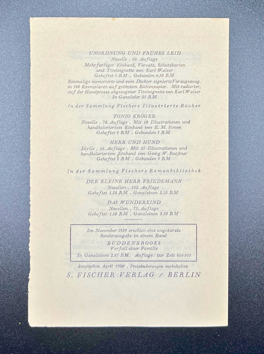 Mario und der Zauberer by Thomas Mann - 1930 First Edition w/ Slipcase