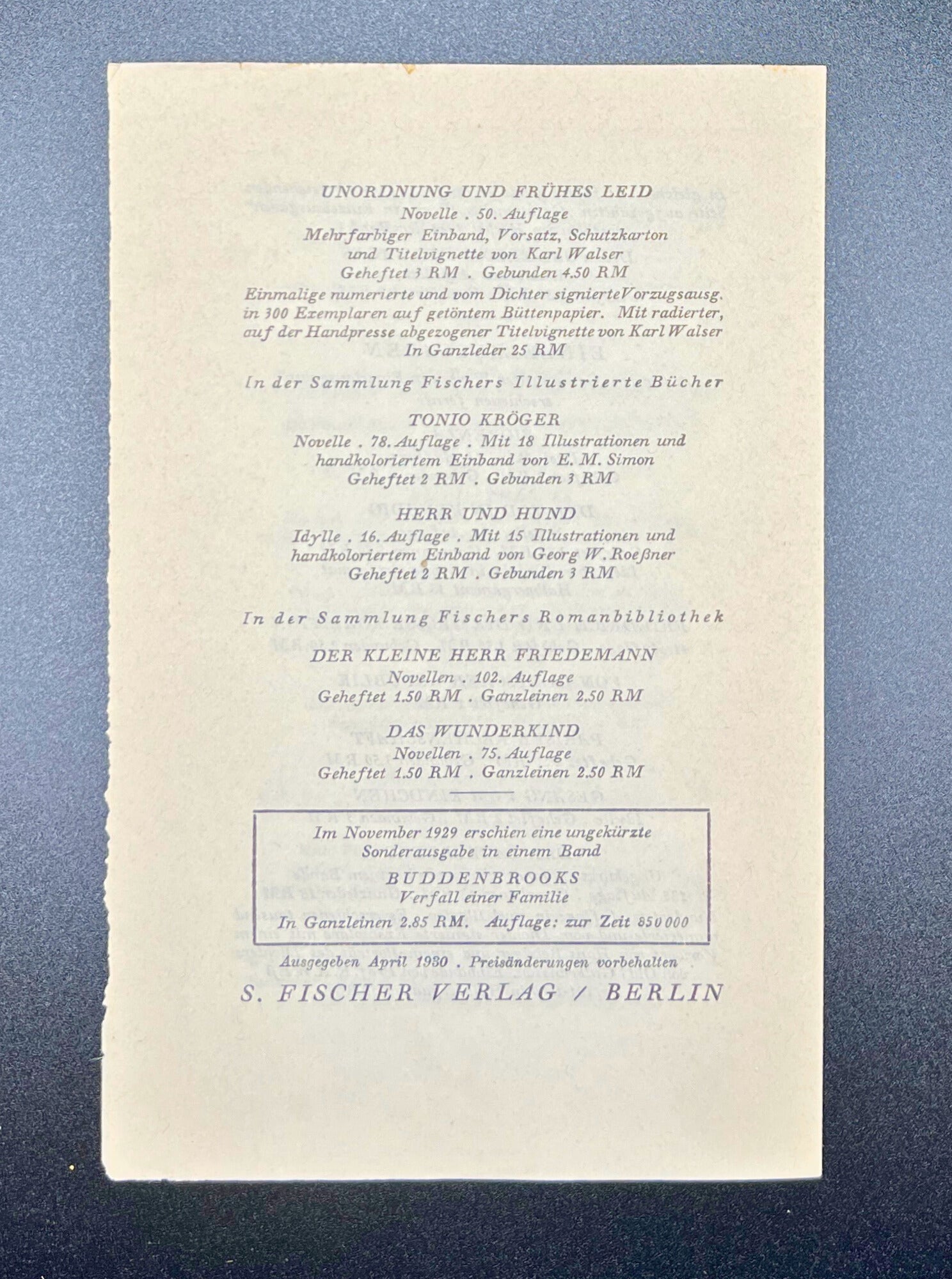 Mario und der Zauberer by Thomas Mann - 1930 First Edition w/ Slipcase