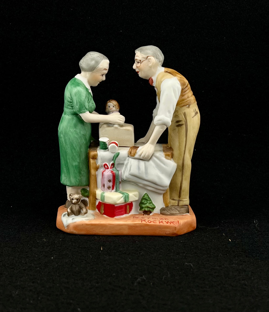 Norman Rockwell 1980's Porcelain Statue "Wrapping Christmas Presents"