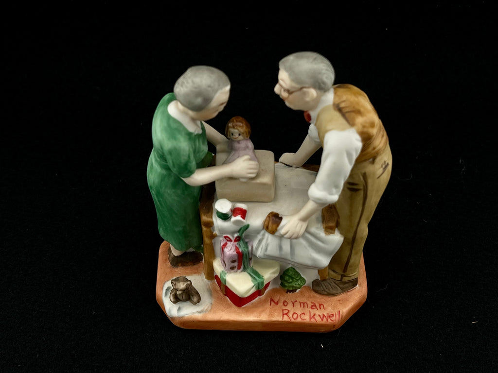 Norman Rockwell 1980's Porcelain Statue "Wrapping Christmas Presents"
