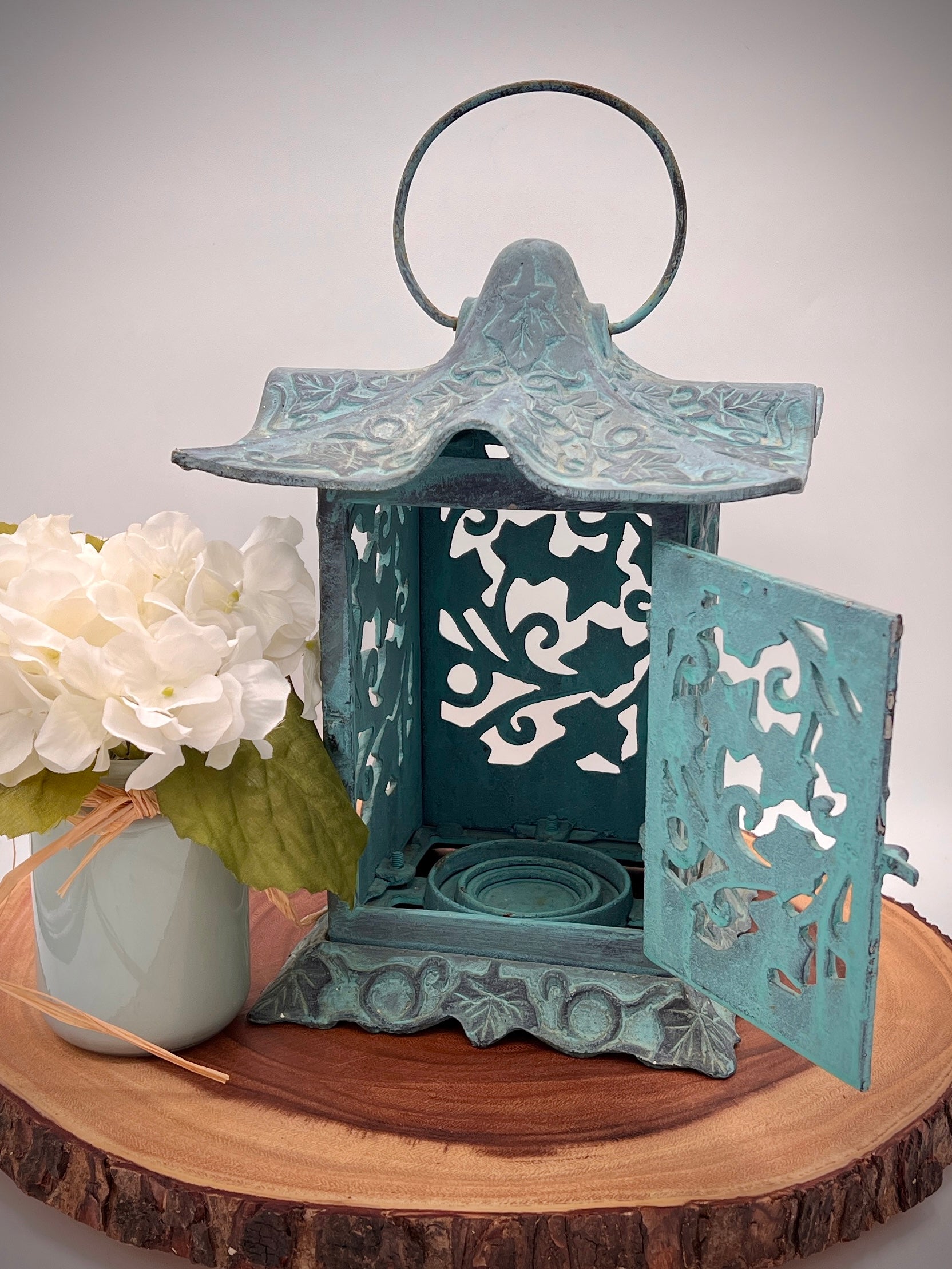 Partylite Verdgris Cast Iron Japanese Pagoda Lantern- Retired Vintage