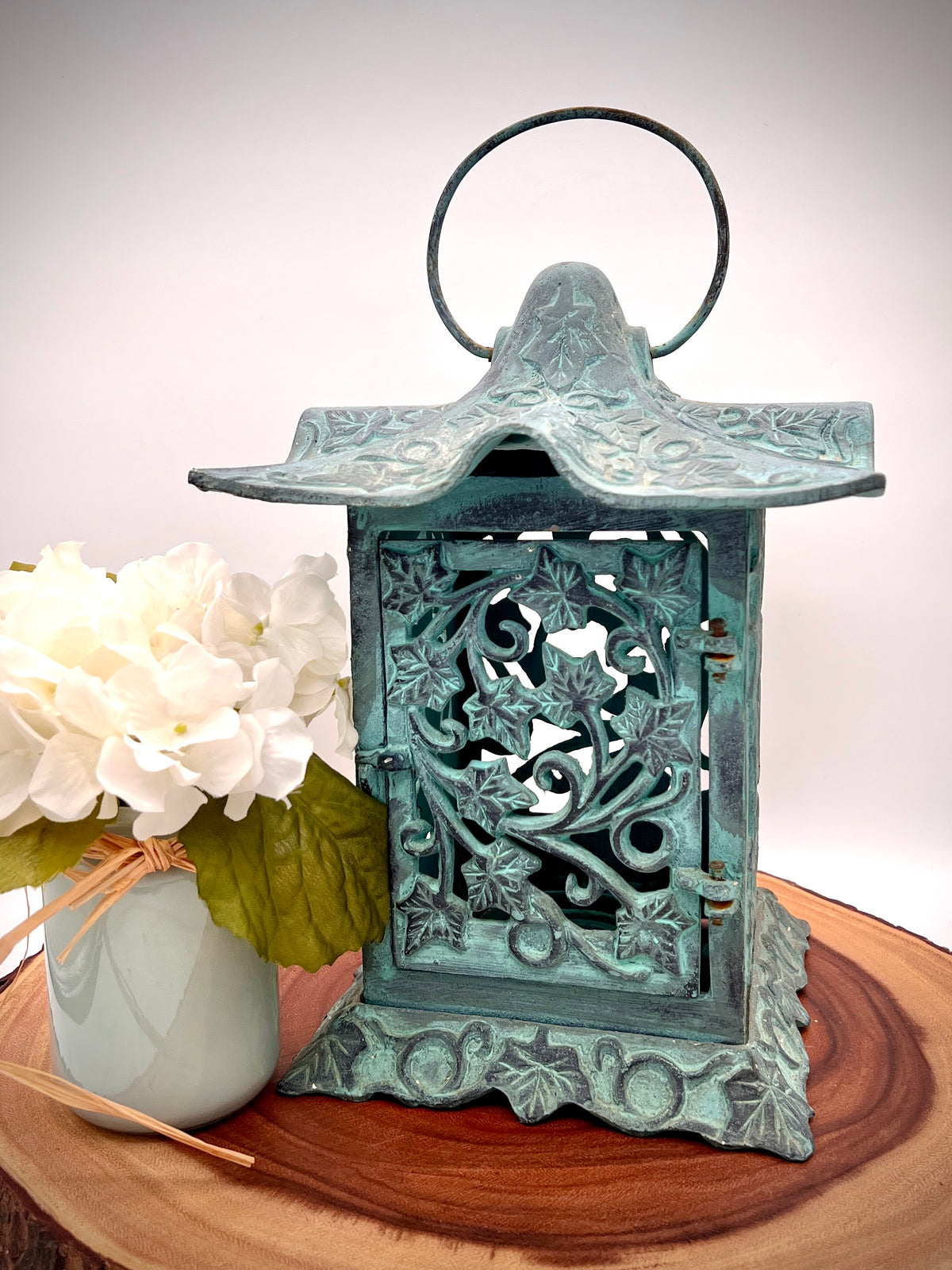 Partylite Verdgris Cast Iron Japanese Pagoda Lantern- Retired Vintage