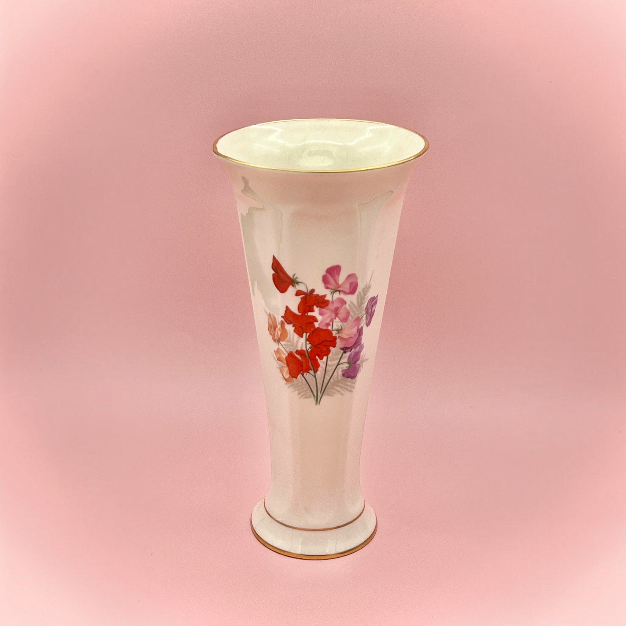 A porcelain Pickard china Sweet Pea vase trimed in 24K gold - Photo 2