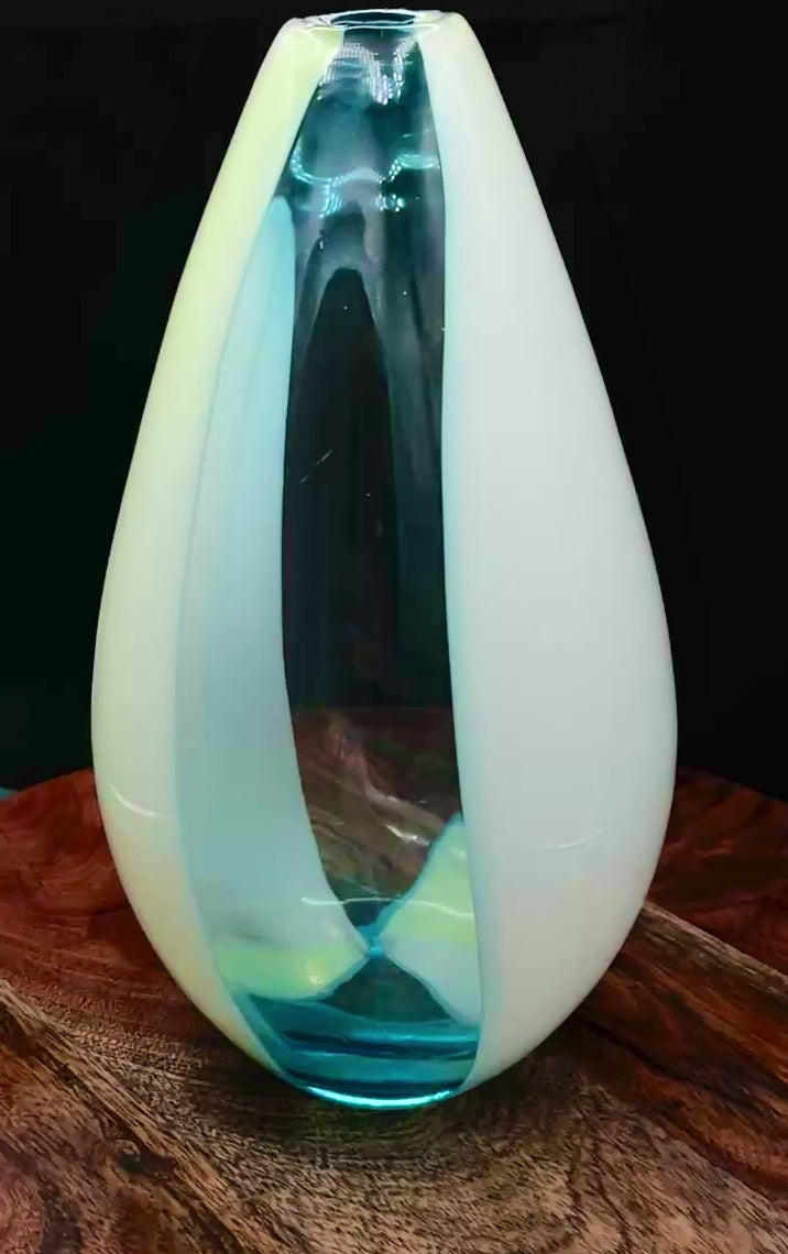 Large Murano Sommerso Glass Vase | Attributed Gino Cenedese | Blue & Green