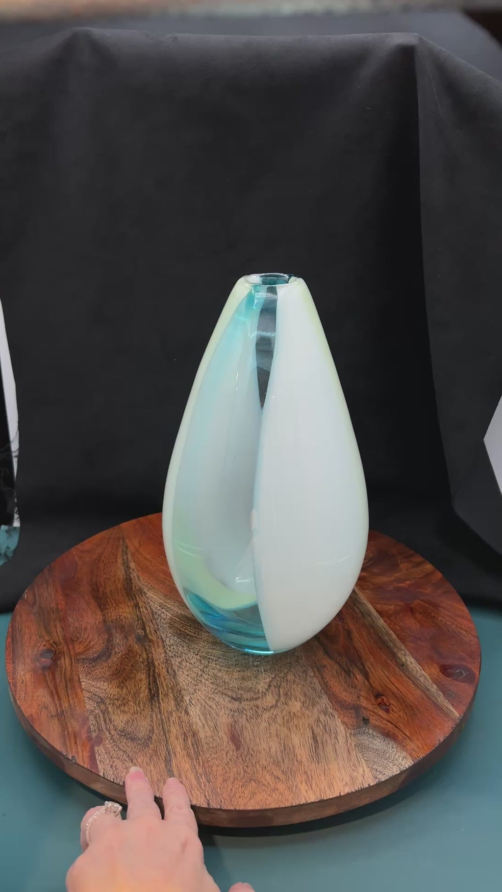 Large Murano Sommerso Glass Vase | Attributed Gino Cenedese | Blue & Green