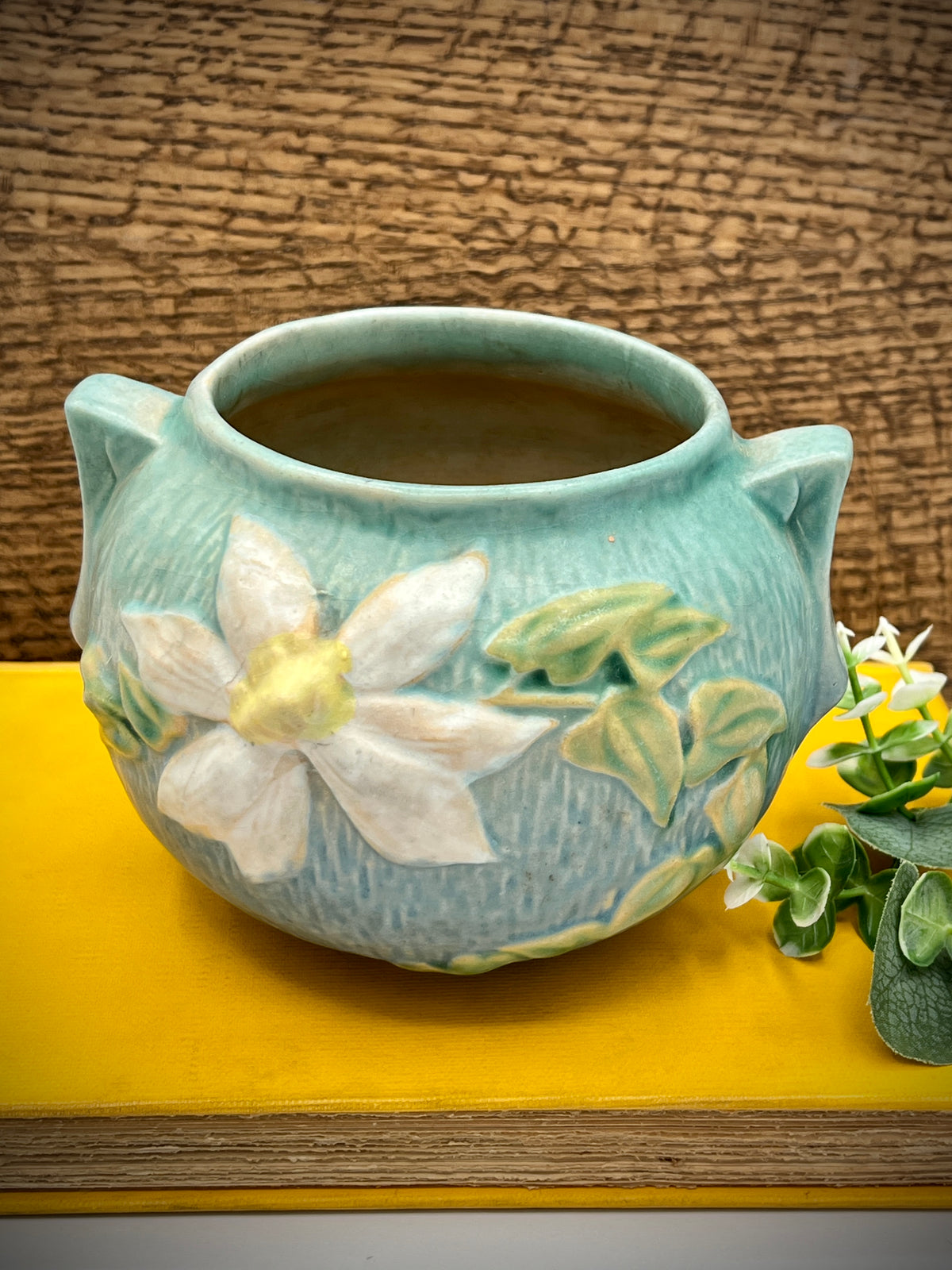 Roseville Pottery Vase - 455 Clematis Pattern - Collectible Art Deco Ceramic