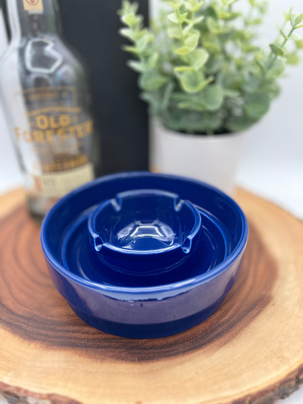 Royal Haeger 2032 Round Cobalt Blue Ashtray MCM