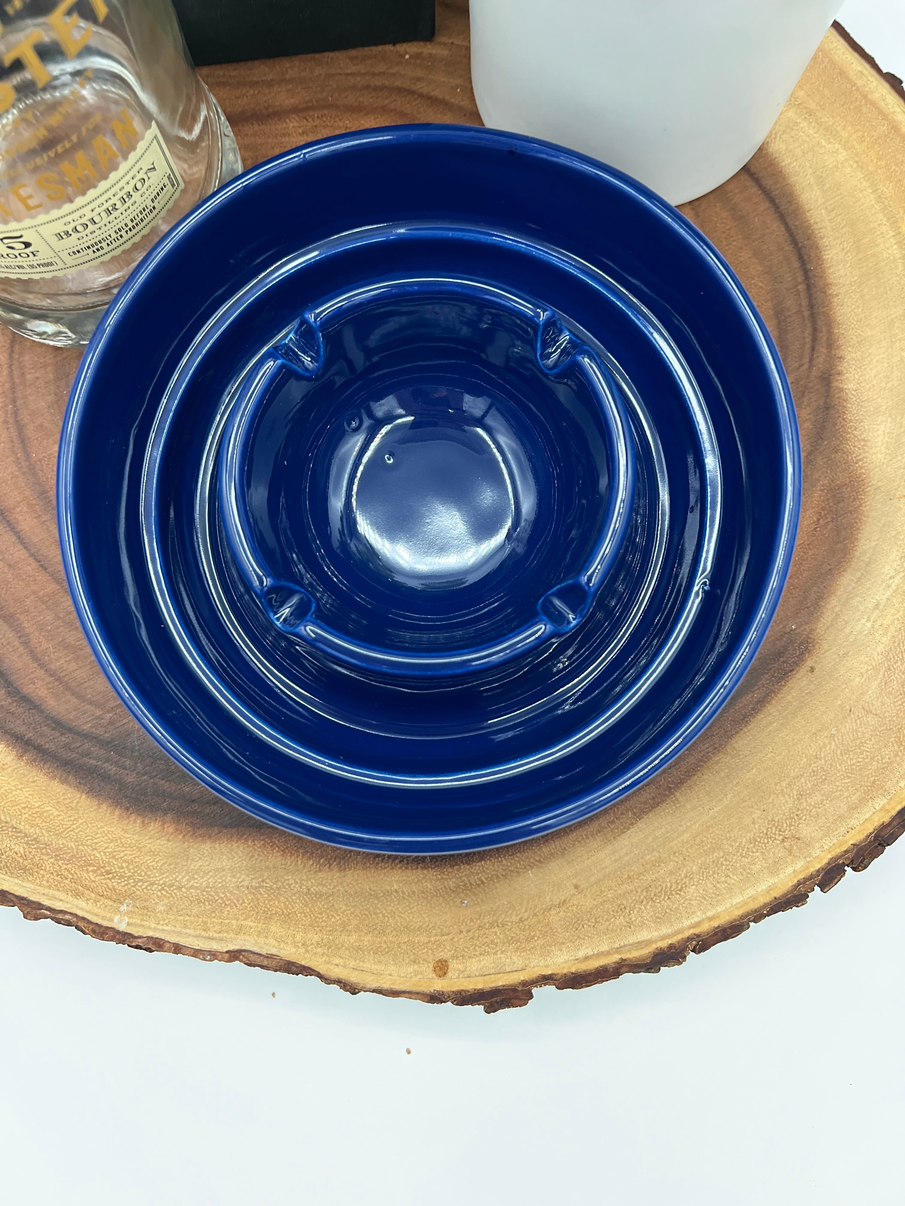 Royal Haeger 2032 Round Cobalt Blue Ashtray MCM