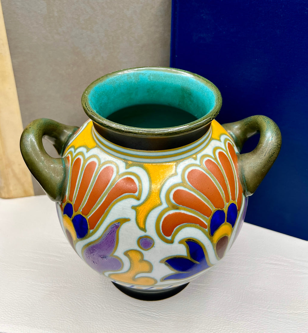 Royal Pottery Zuid-Holland Metz Gouda Jar Vase with Handles