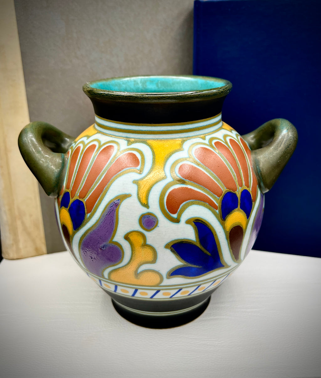 Royal Pottery Zuid-Holland Metz Gouda Jar Vase with Handles