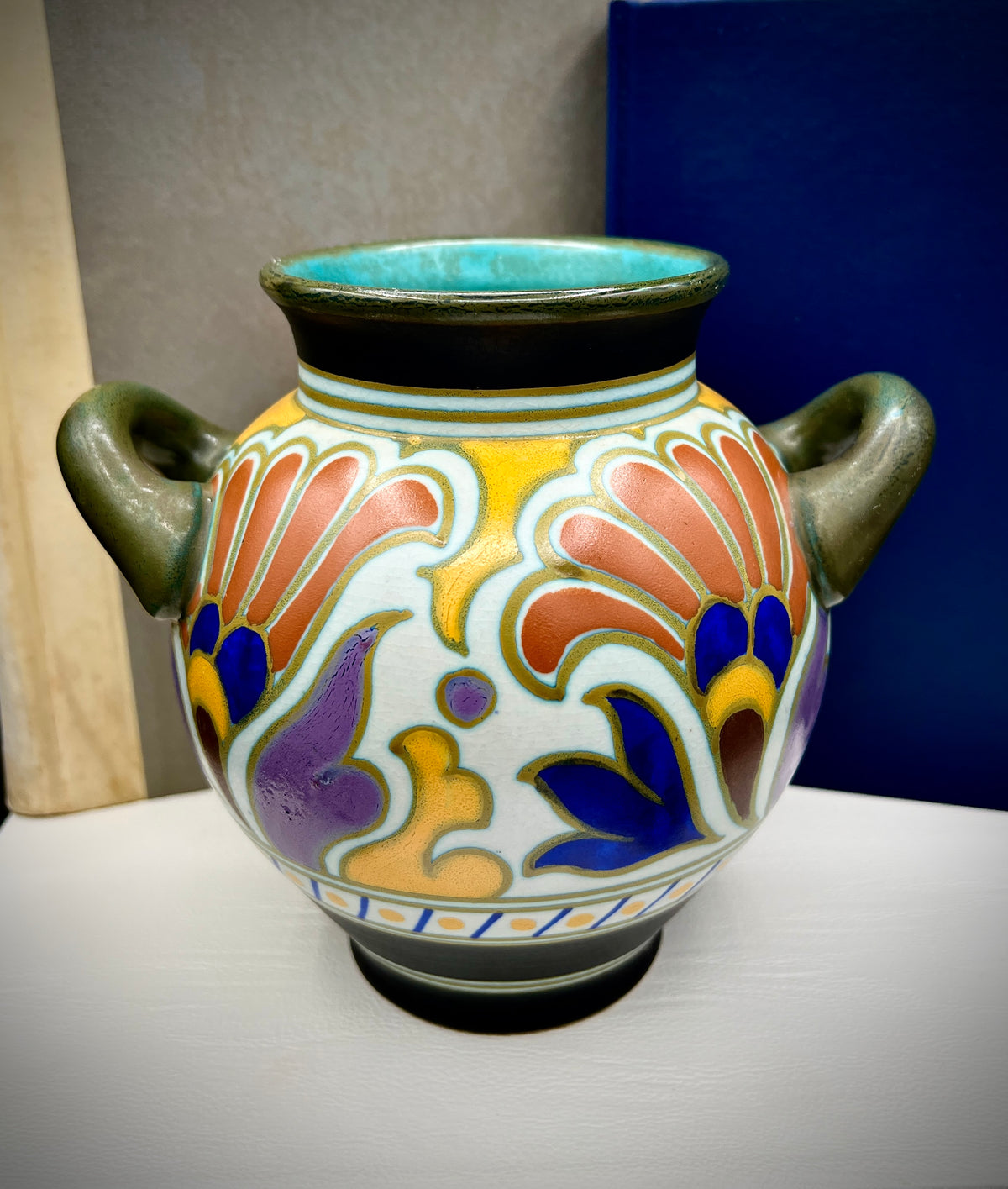 Royal Pottery Zuid-Holland Metz Gouda Jar Vase with Handles
