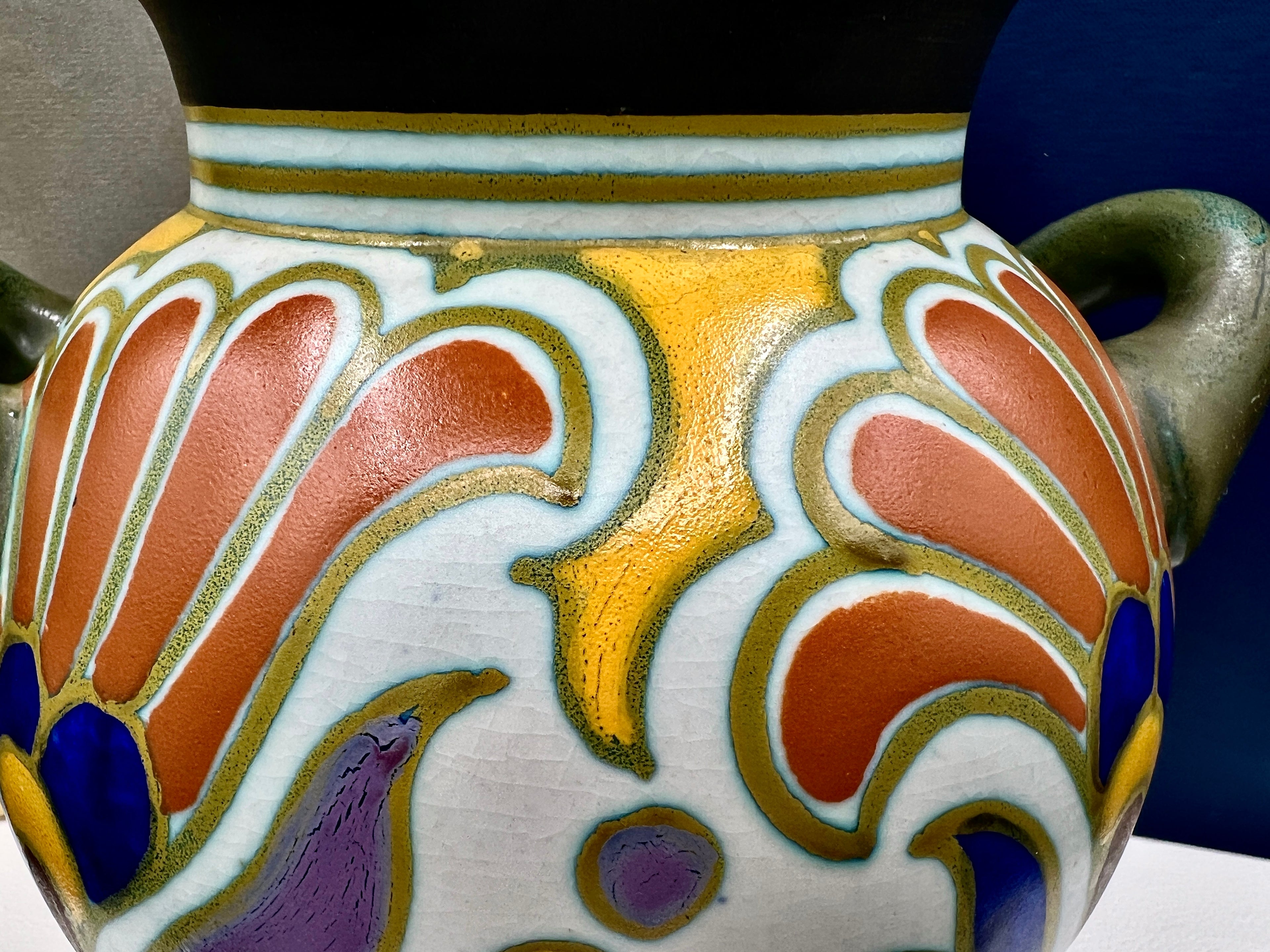 Royal Pottery Zuid-Holland Metz Gouda Jar Vase with Handles