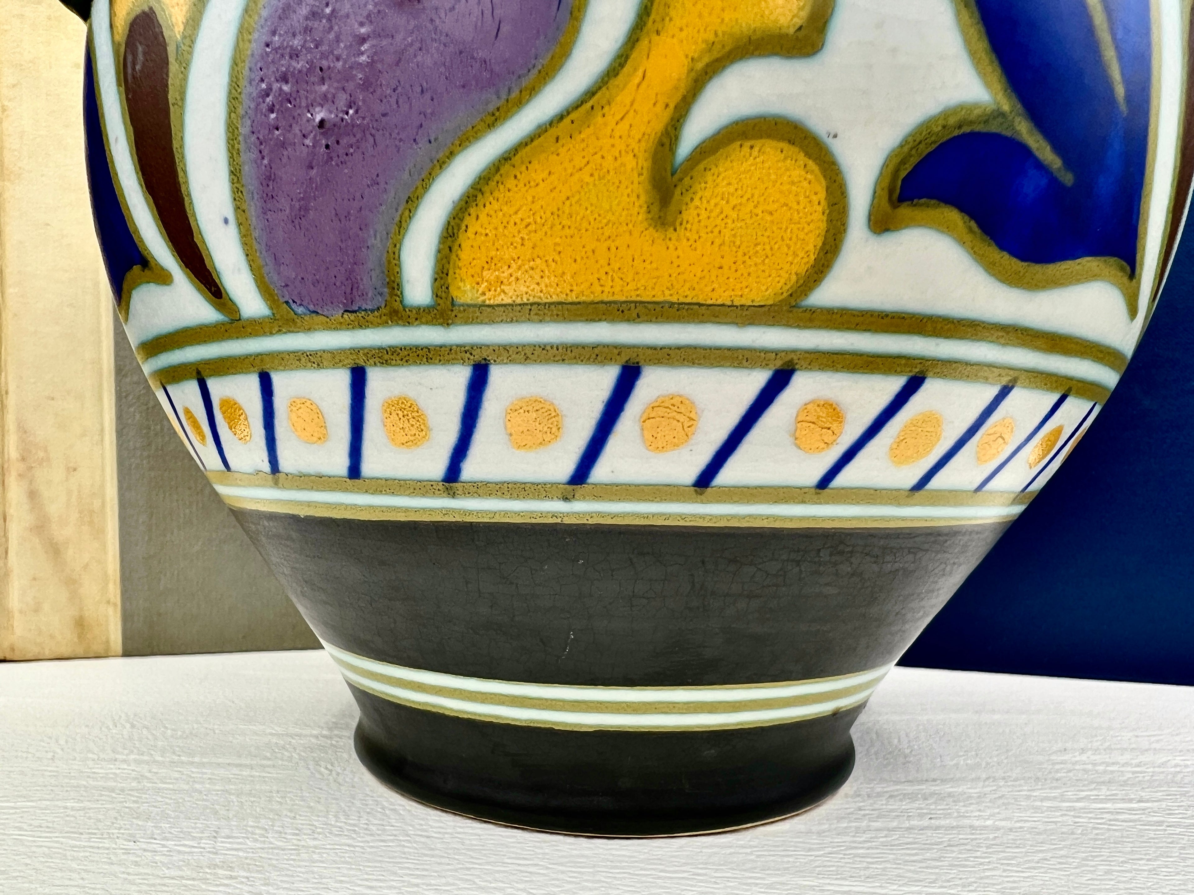Royal Pottery Zuid-Holland Metz Gouda Jar Vase with Handles
