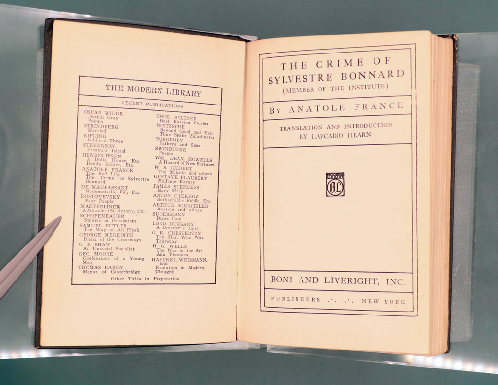 The Crime Of Sylvestre Bonnard, by Anatole France, 1917 Modern Library Edition