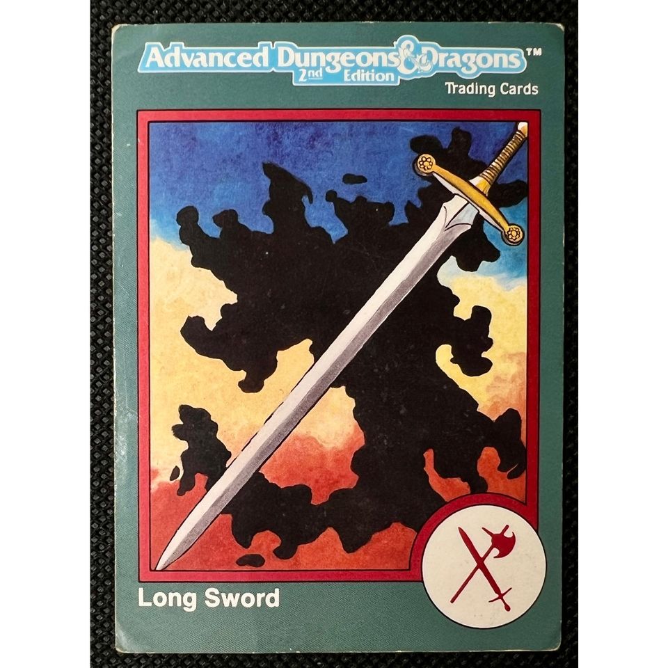 Vintage AD&D 2nd Edition Long Sword trading card from 1993 TSR D&D collectibles lot.