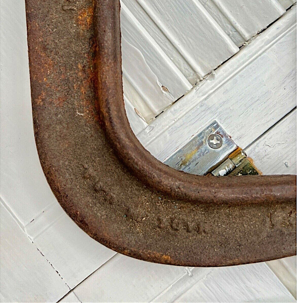 A pair of vintage industrial cast iron C-clamps by the Adjustable Clamp Co. displaying a rich rust brown patina on their heavy frames and steel screws. - Photo 2