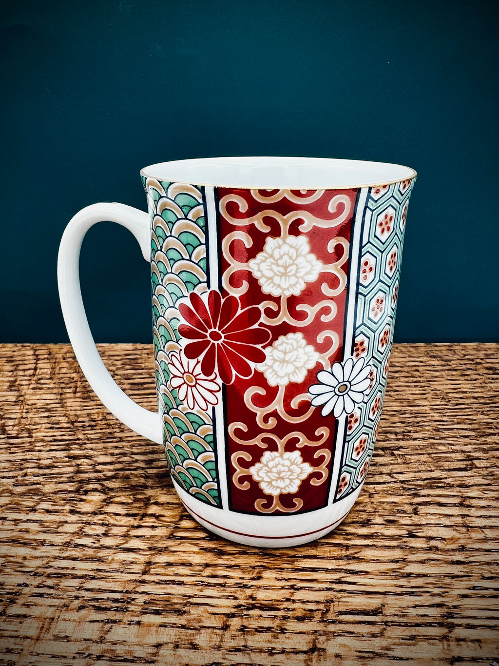 Vintage Arita Fine Porcelain Japanese Imari Fan Mug
